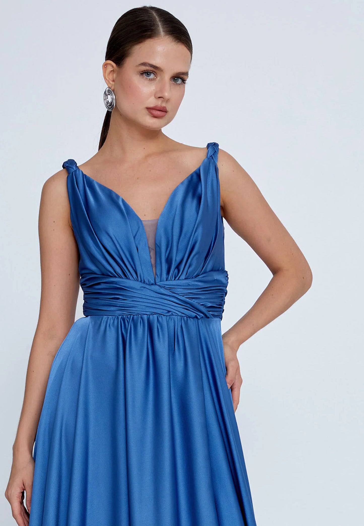 Sleeveless Maxi Satin Column Regular Wedding Guest Dress Unit Price: $62
