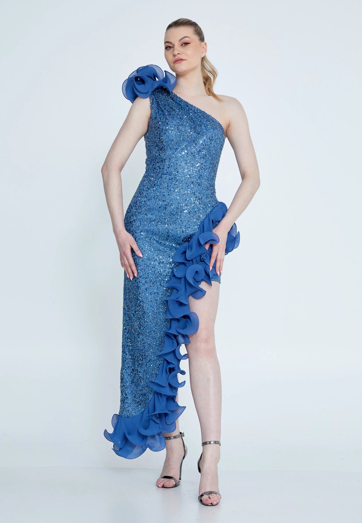 One Shoulder Maxi Sequin Column Regular Wedding Guest Dress Unit Price: $45