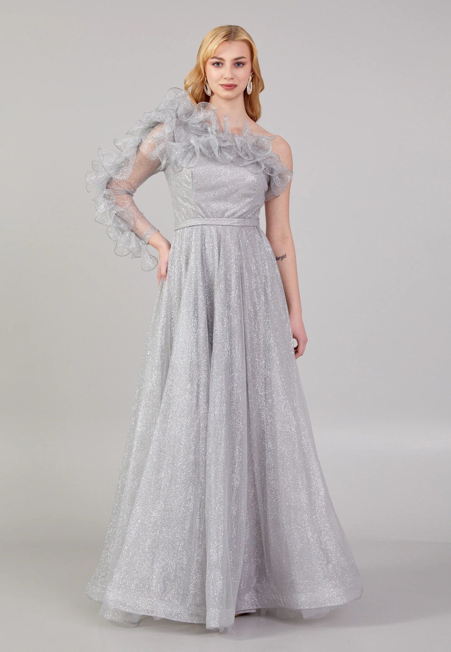 One Shoulder Maxi Tulle A - Line Regular Prom Dress Unit Price: $45