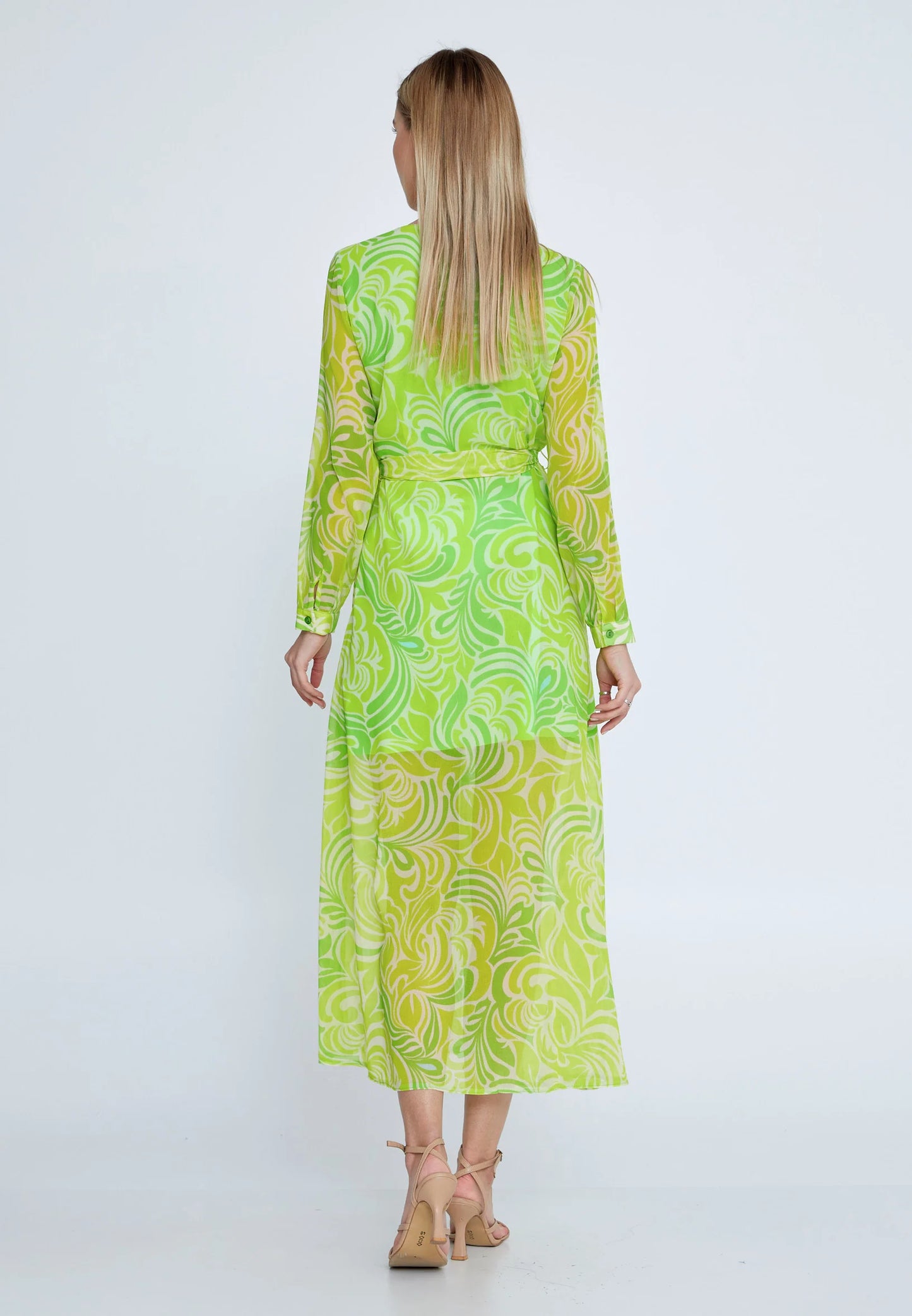 Long Sleeve Midi Chiffon Column Regular Casual Dress Unit Price: $22.00