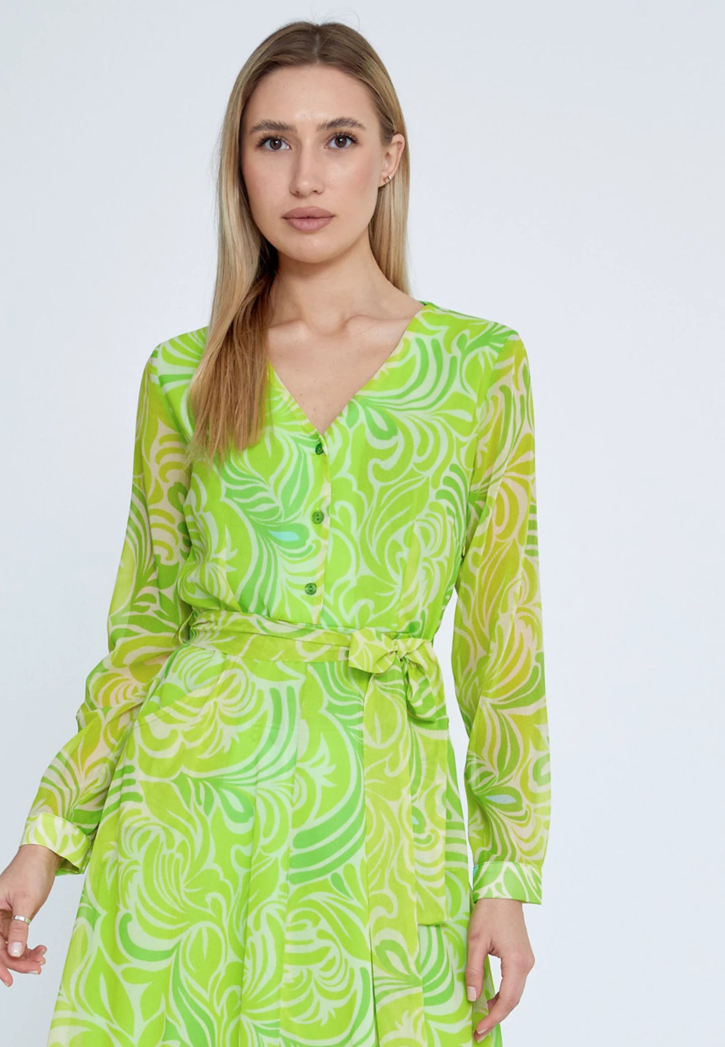 Long Sleeve Midi Chiffon Column Regular Casual Dress Unit Price: $22.00