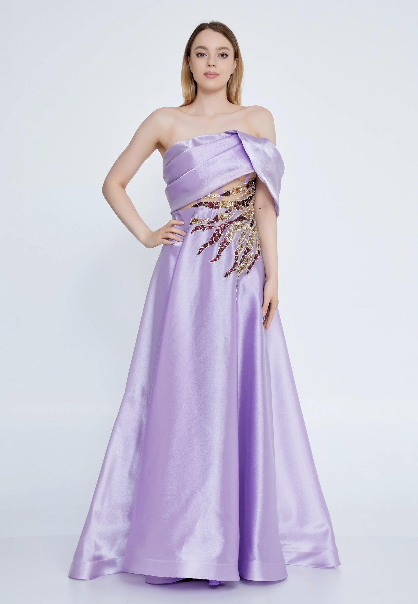 One Shoulder Maxi Tulle A - Line Regular Prom Dress Unit Price: $66