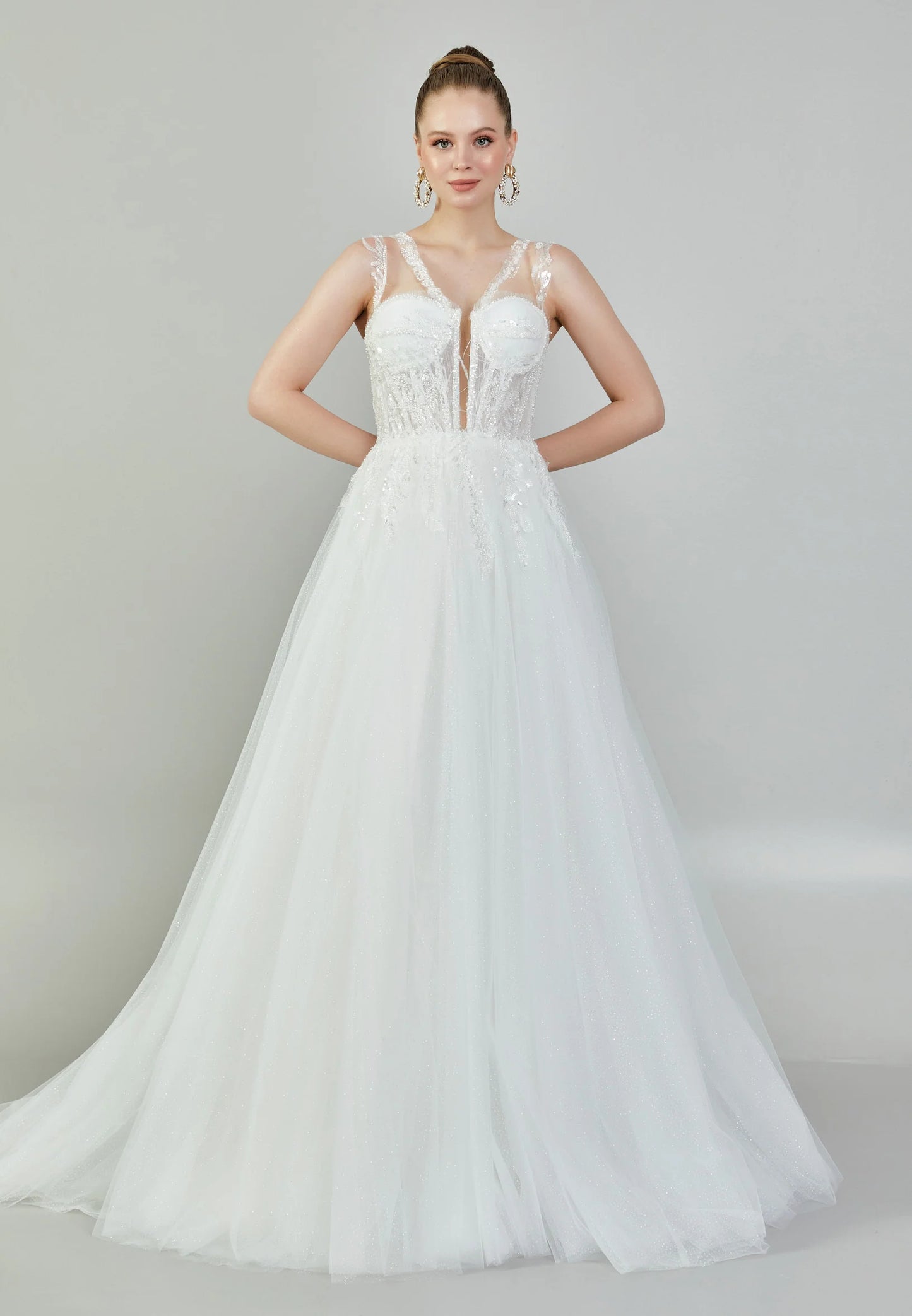 Sleeveless Maxi Tulle Regular Wedding Dress Unit Price: $215
