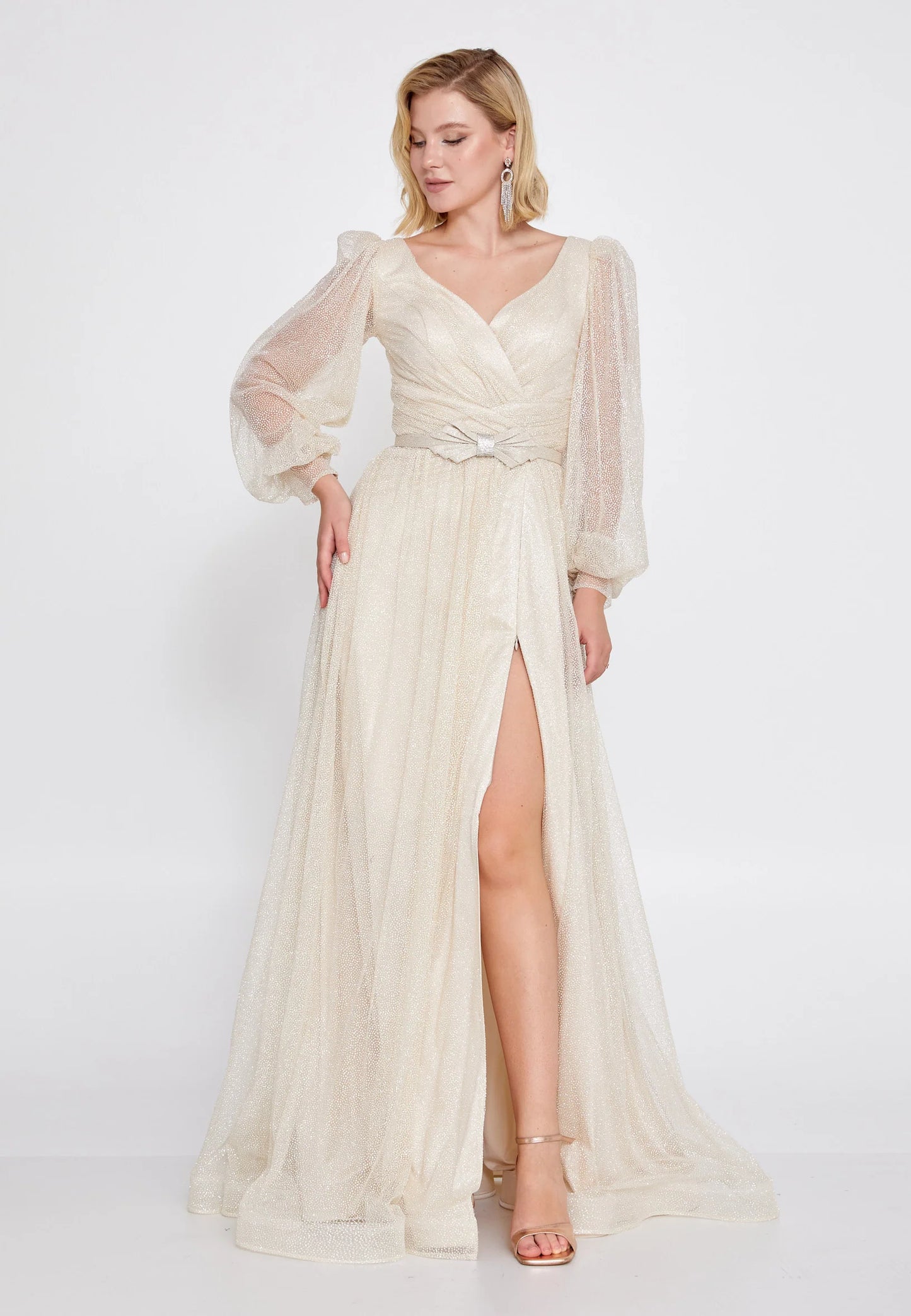 Long Sleeve Maxi Tulle Mermaid Regular Prom Dress Unit Price: $74