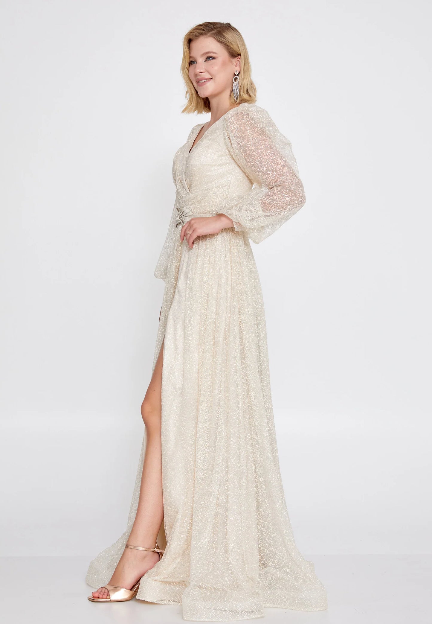 Long Sleeve Maxi Tulle Mermaid Regular Prom Dress Unit Price: $74