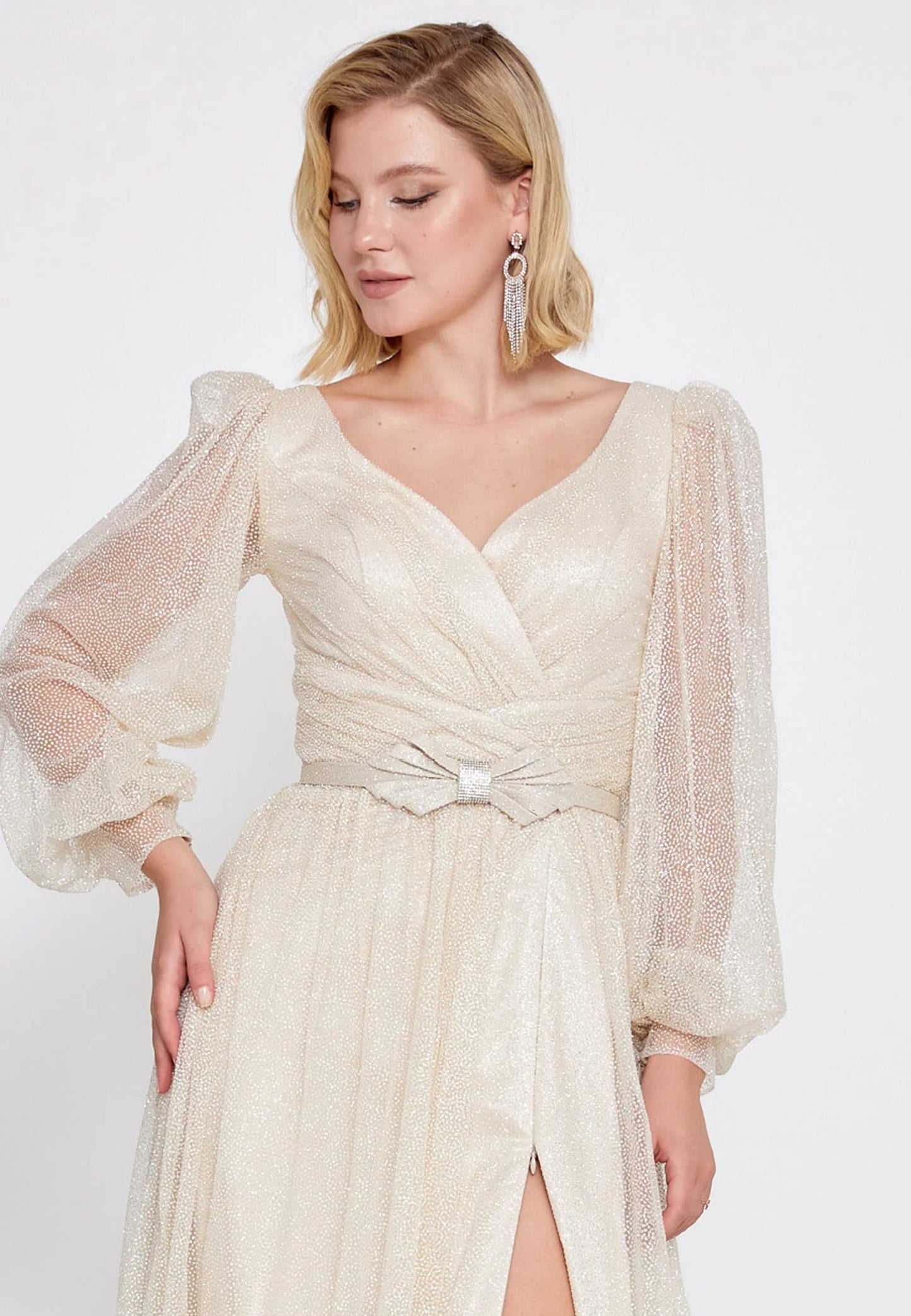 Long Sleeve Maxi Tulle Mermaid Regular Prom Dress Unit Price: $74