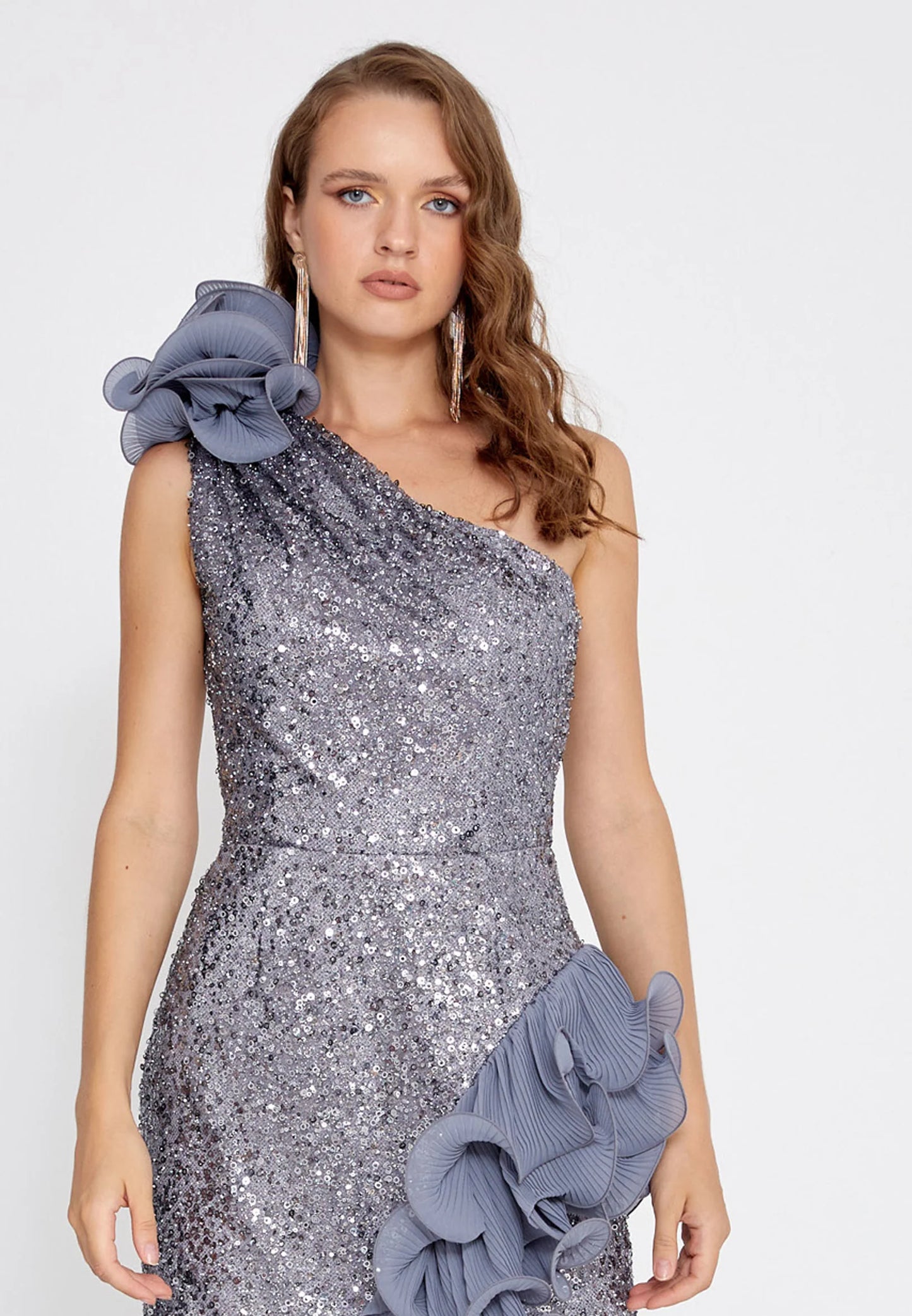 One Shoulder Maxi Sequin Column Regular Wedding Guest Dress Unit Price: $45