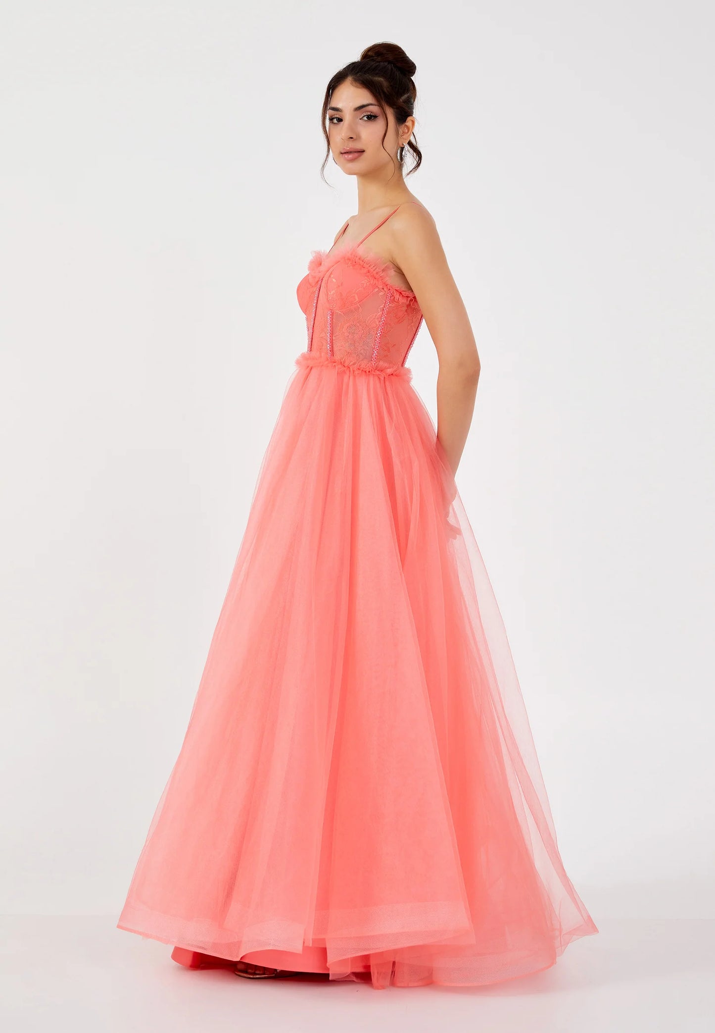 Sleeveless Maxi Tulle Column Regular Prom Dress Unit Price: $62