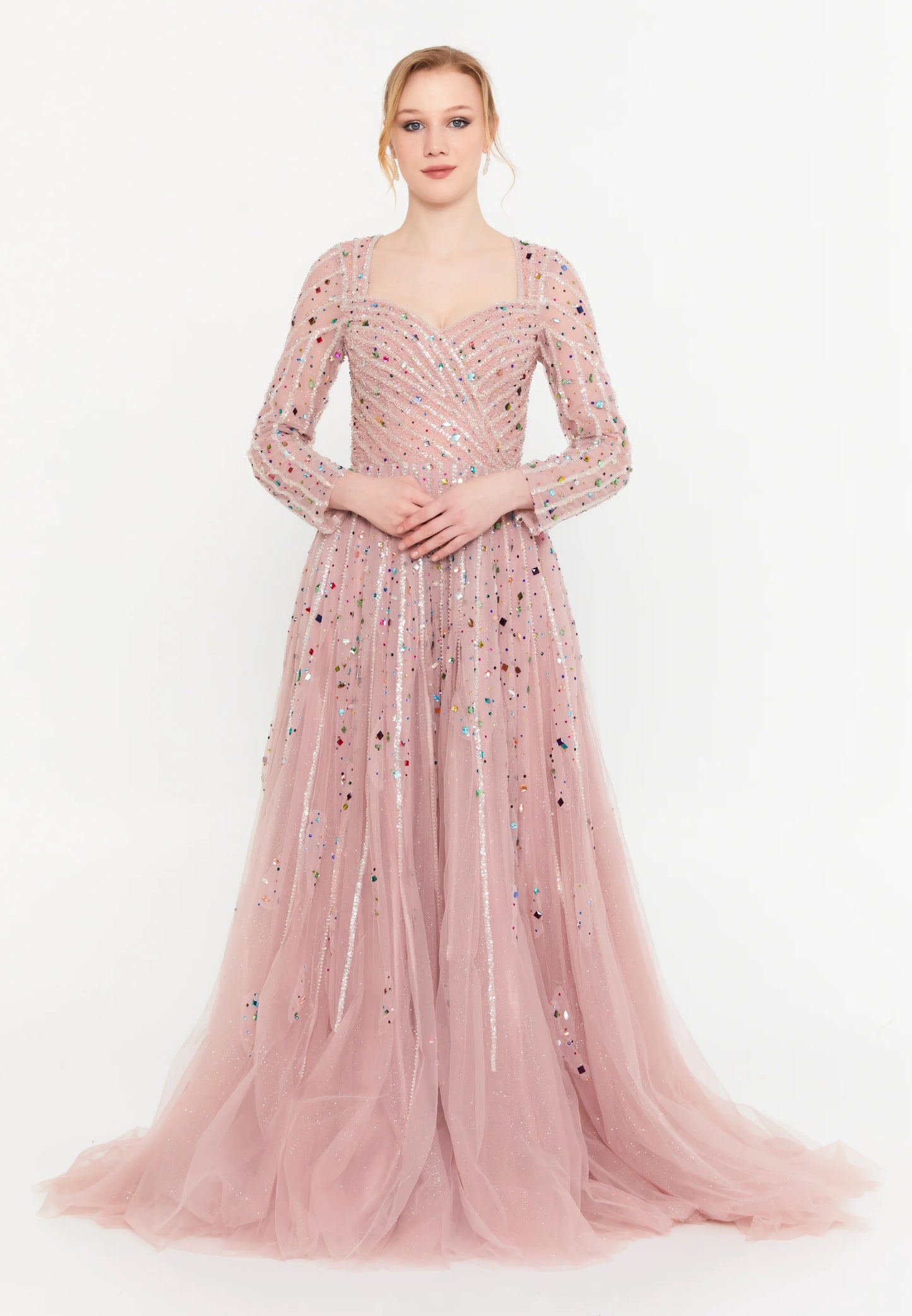Long Sleeve Maxi Tulle A - Line Regular Prom Dress Unit Price: $255