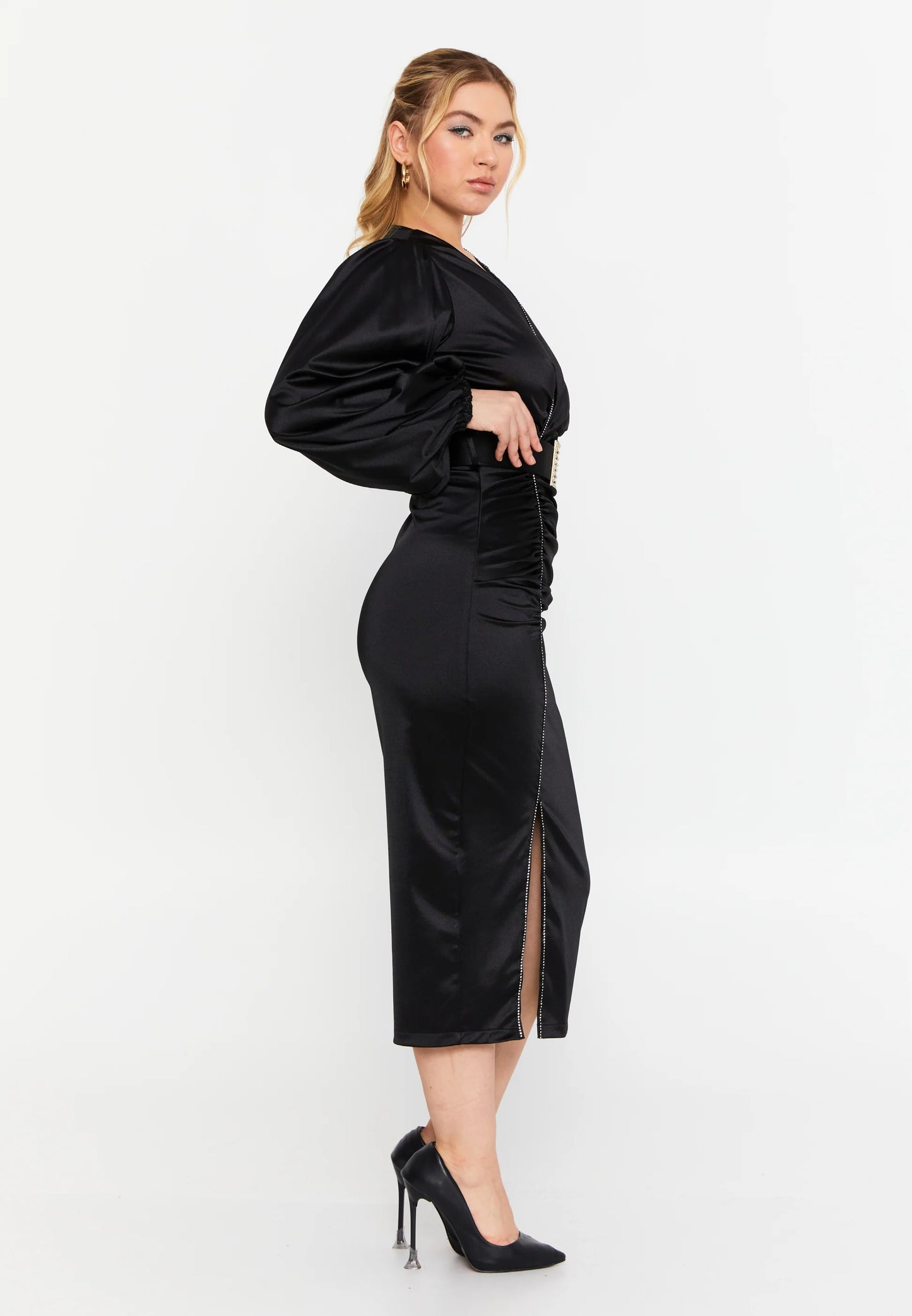 Long Sleeve Midi Satin Column Regular Evening Dress Unit Price: $23.00