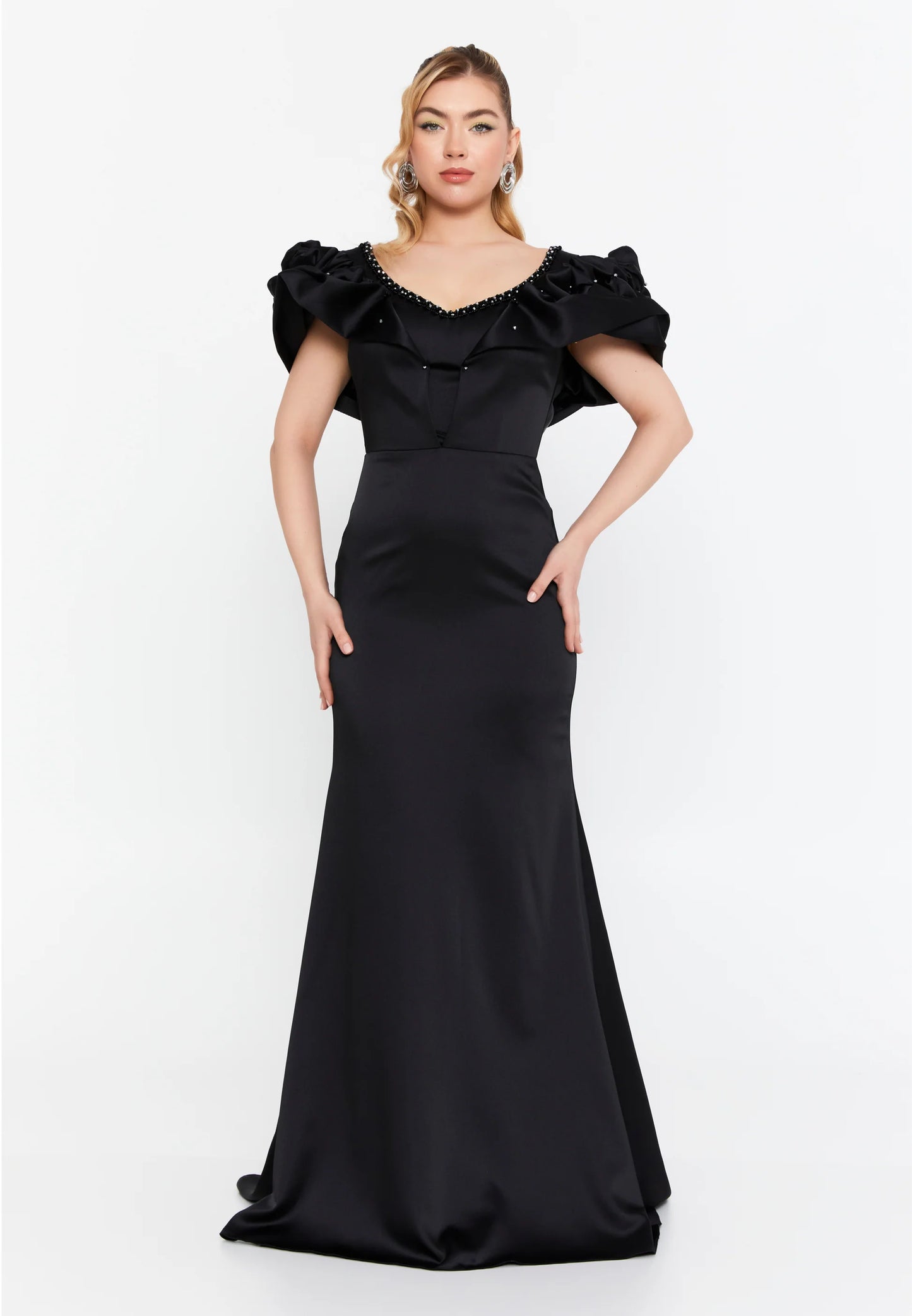 Short Sleeve Maxi Satin Mermaid Regular Wedding Guest Dress Unit Price: $75