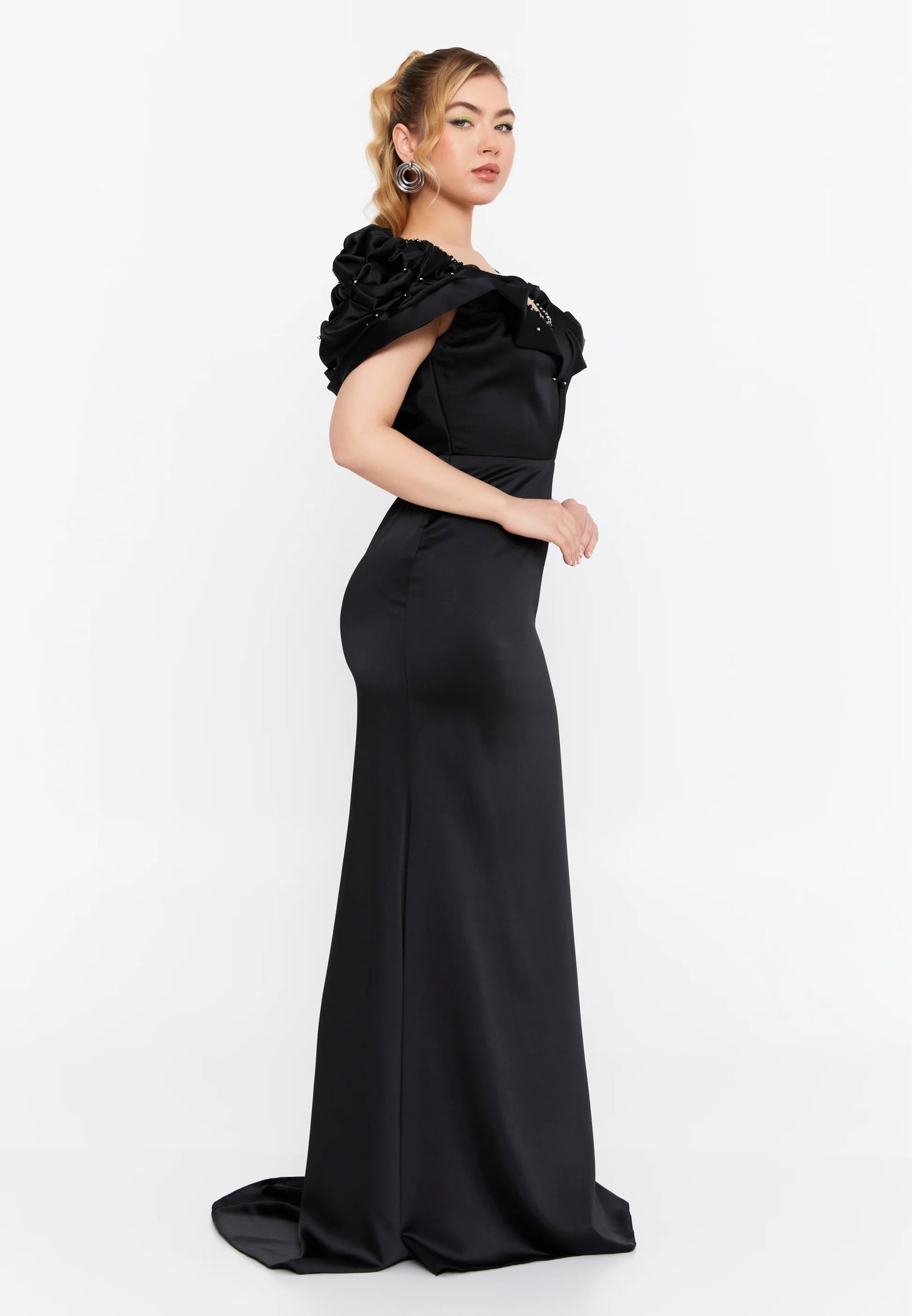 Short Sleeve Maxi Satin Mermaid Regular Wedding Guest Dress Unit Price: $75