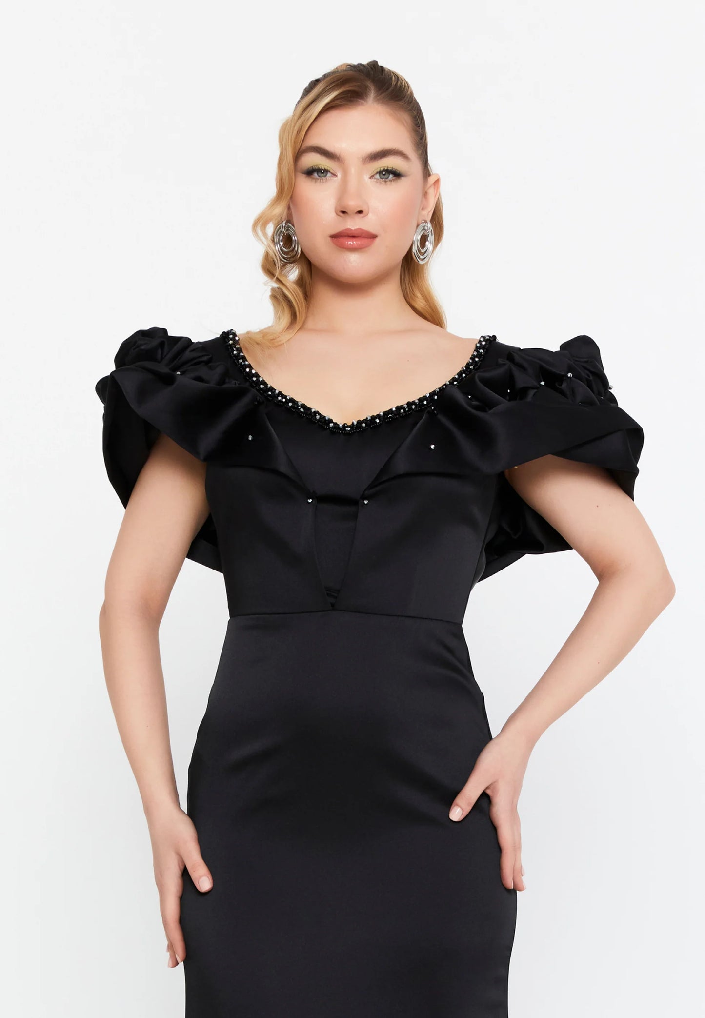Short Sleeve Maxi Satin Mermaid Regular Wedding Guest Dress Unit Price: $75