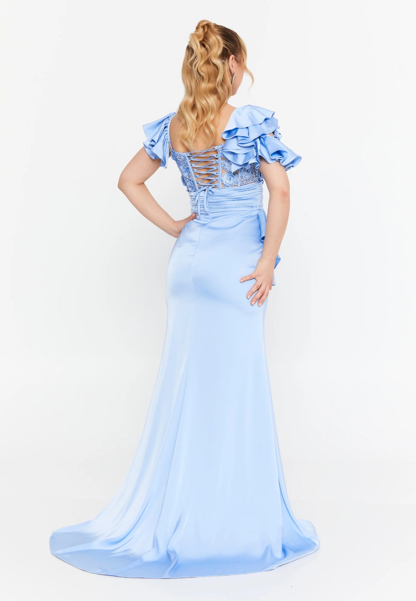 Short Sleeve Maxi Satin Mermaid Regular Wedding Guest Dress Unit Price: $135
