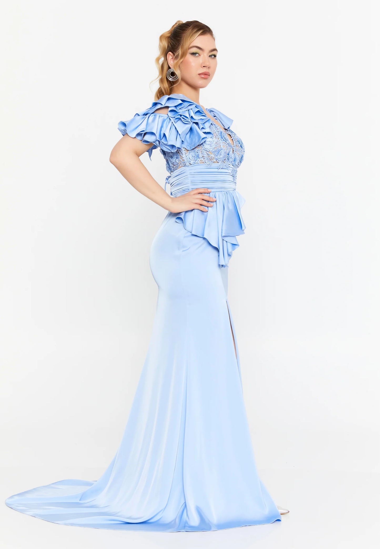Short Sleeve Maxi Satin Mermaid Regular Wedding Guest Dress Unit Price: $135