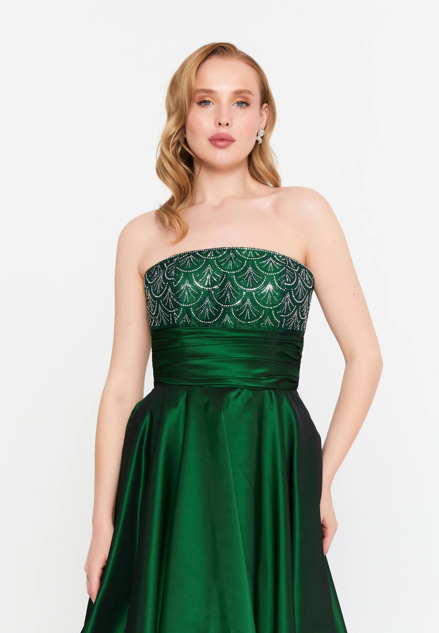 Strapless Maxi Polyester A - Line Regular Prom Dress Unit Price: $156