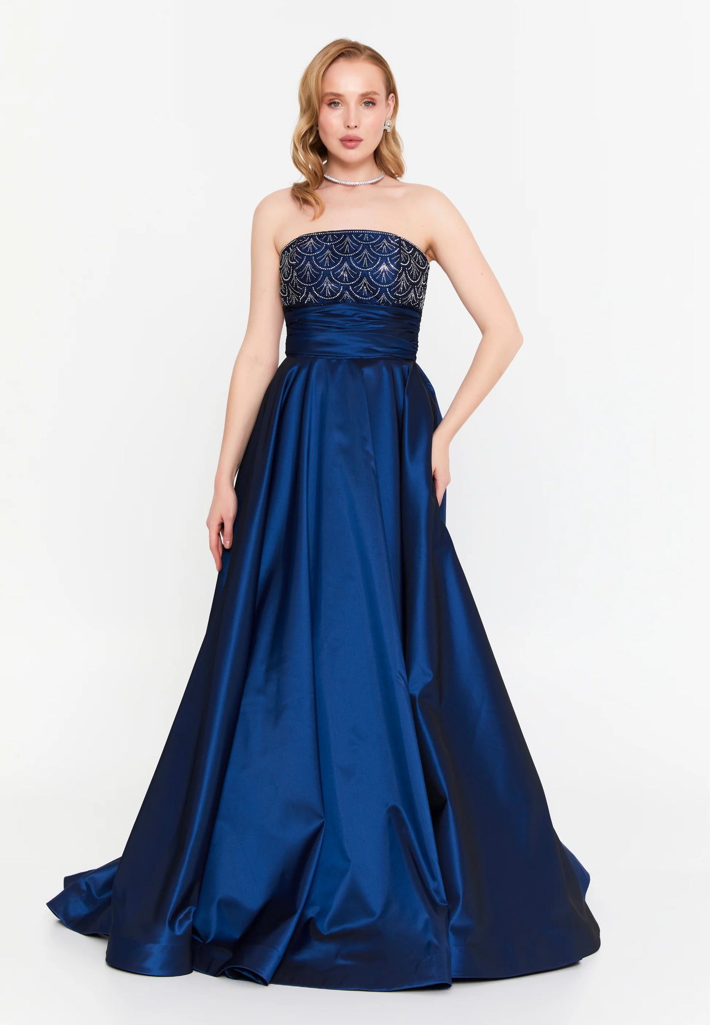 Strapless Maxi Polyester A - Line Regular Prom Dress Unit Price: $156