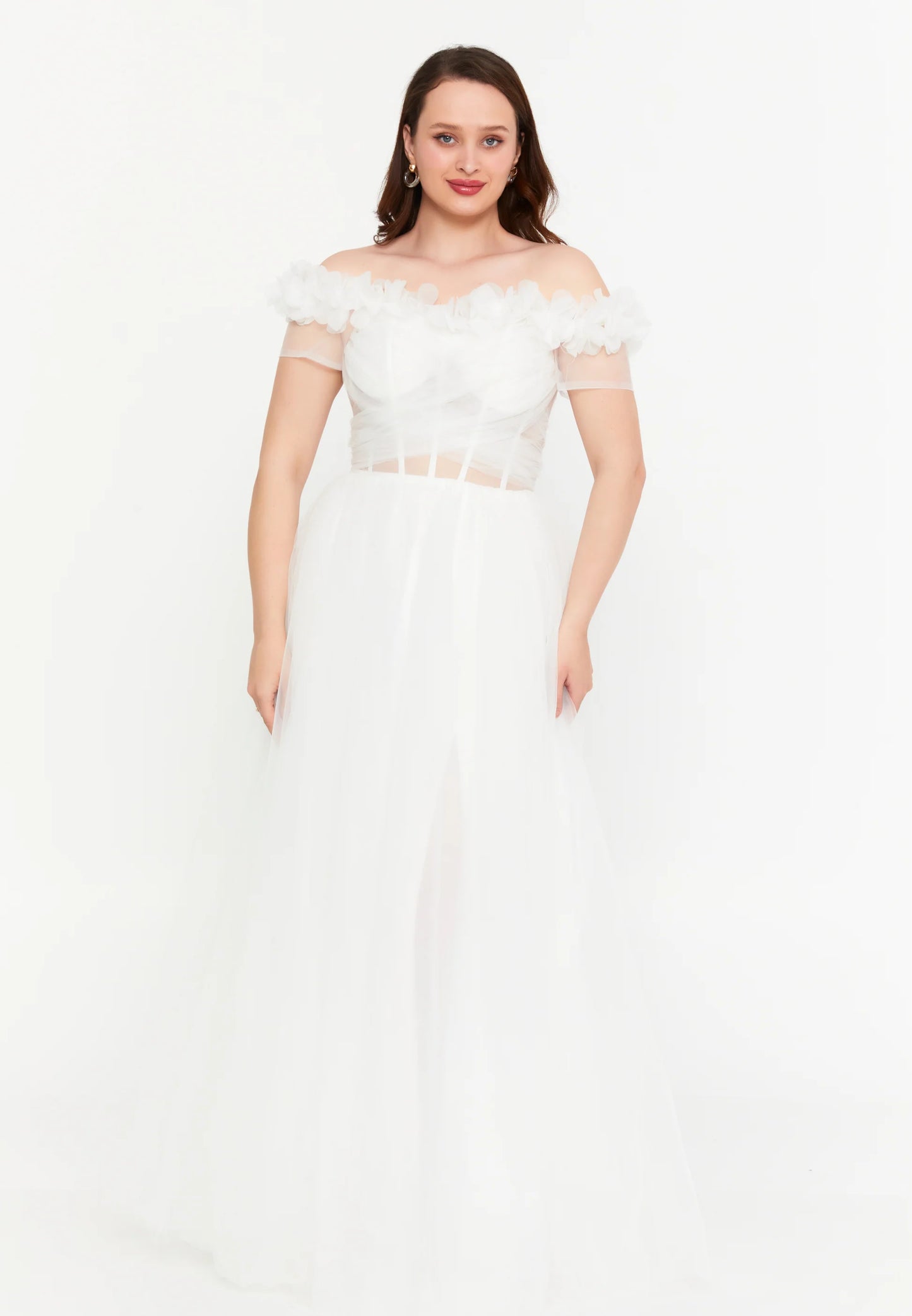 Off Shoulder Maxi Tulle A - Line Regular Prom Dress Unit Price: $80