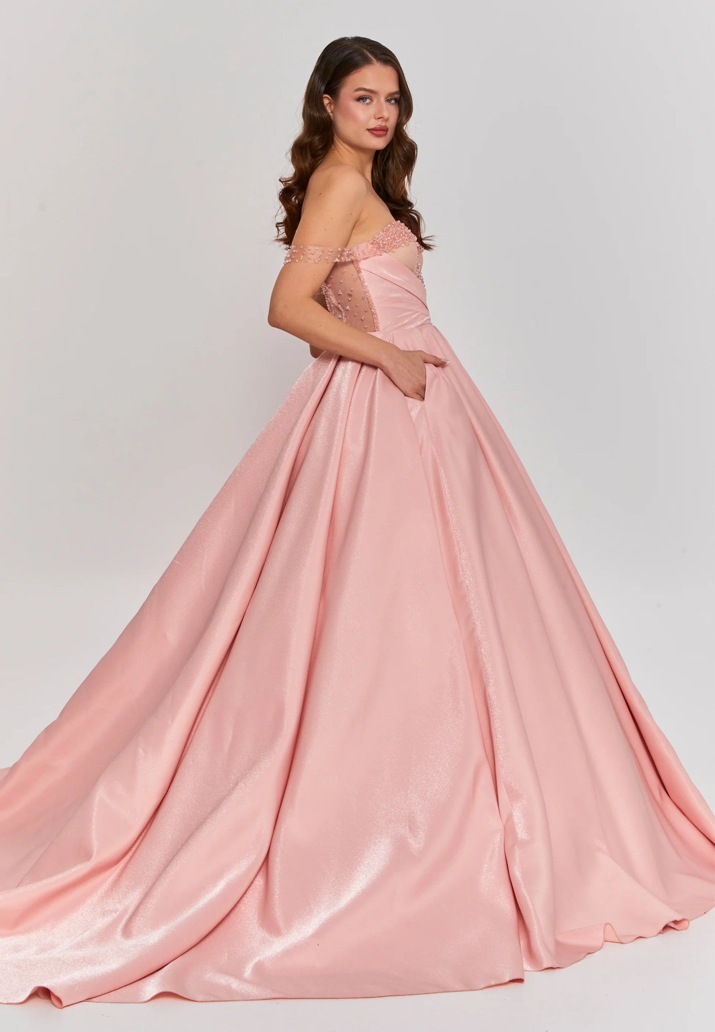 Off Shoulder Maxi Polyester Regular Engagement Dress Unit Price: $270