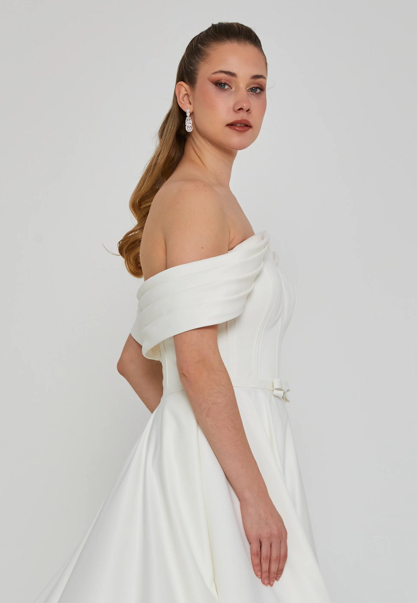 Off Shoulder Maxi Polyester Regular Wedding Dress Unit Price: $470