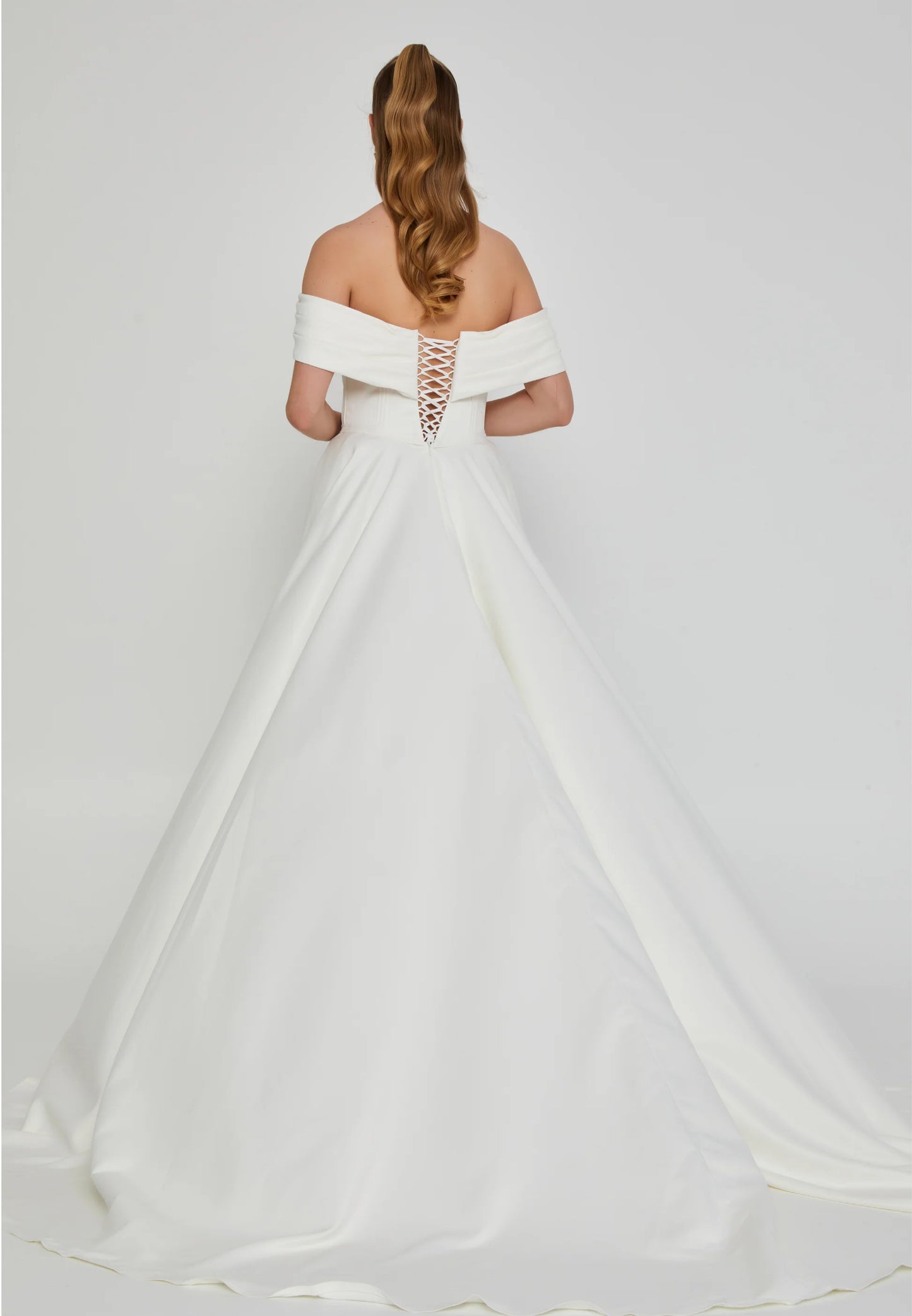 Off Shoulder Maxi Polyester Regular Wedding Dress Unit Price: $470
