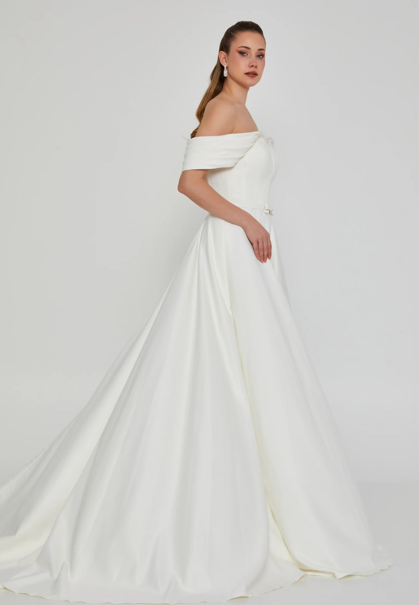 Off Shoulder Maxi Polyester Regular Wedding Dress Unit Price: $470