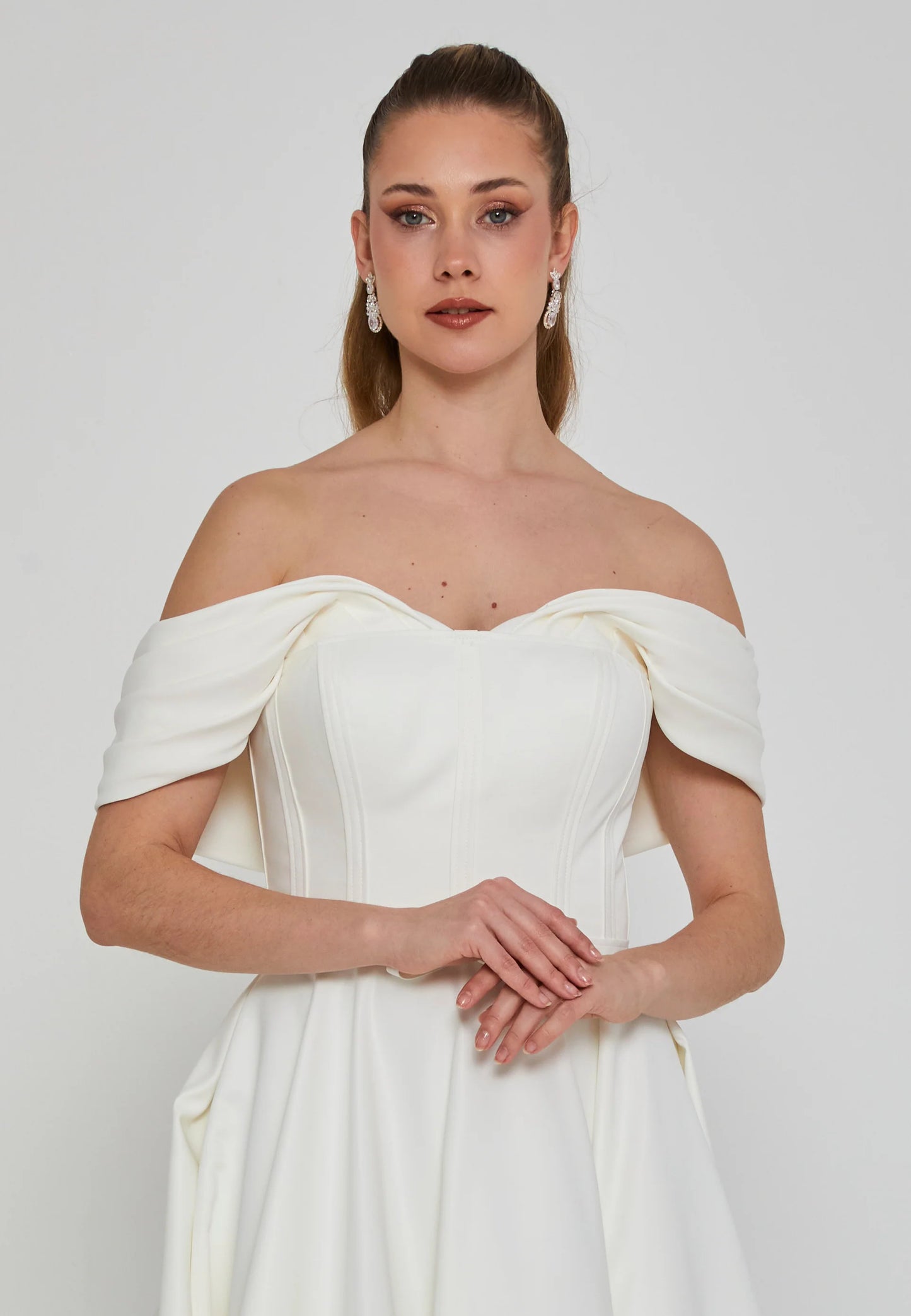 Off Shoulder Maxi Polyester Regular Wedding Dress Unit Price: $470
