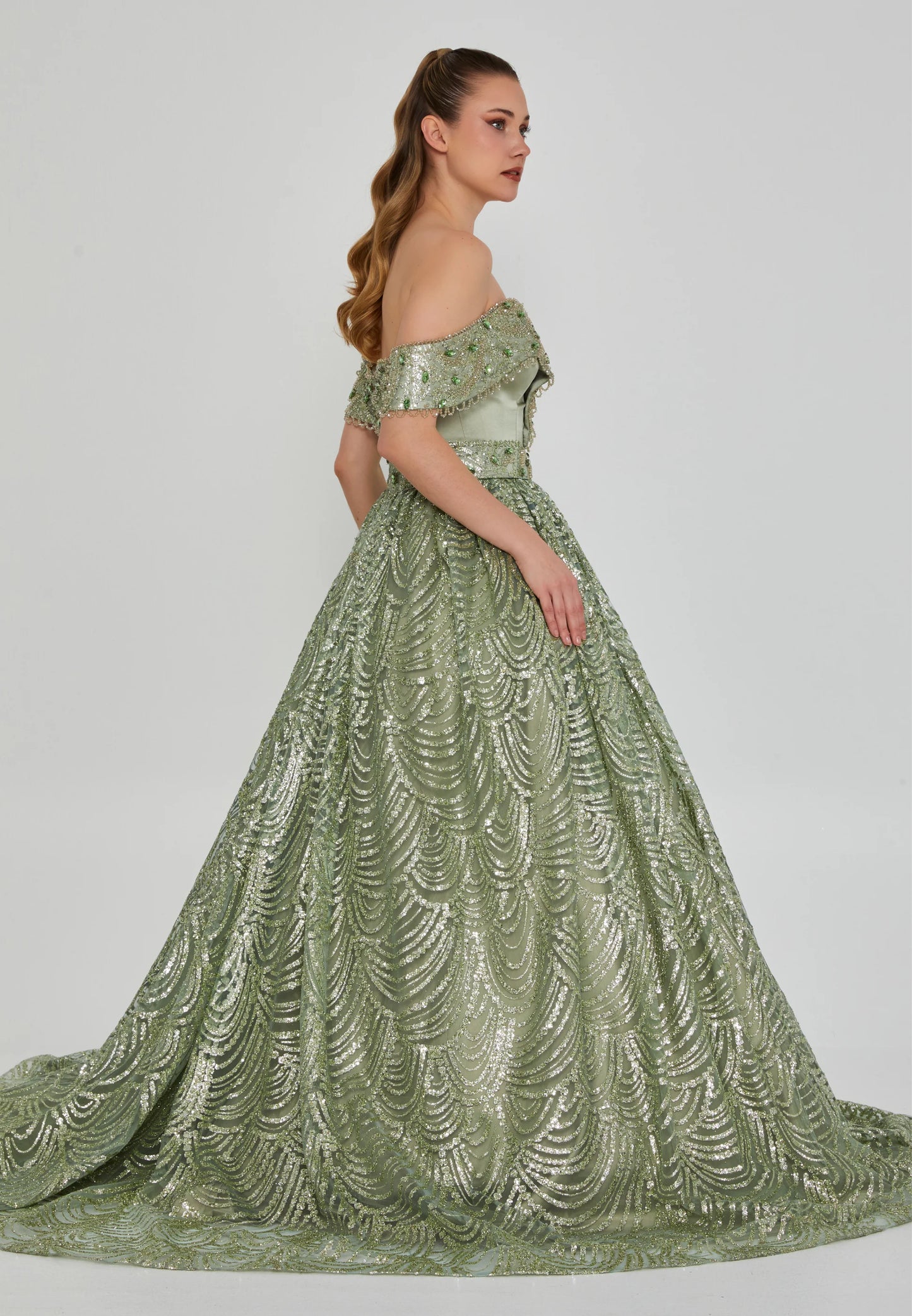 Off Shoulder Maxi Tulle Regular Engagement Dress Unit Price: $250