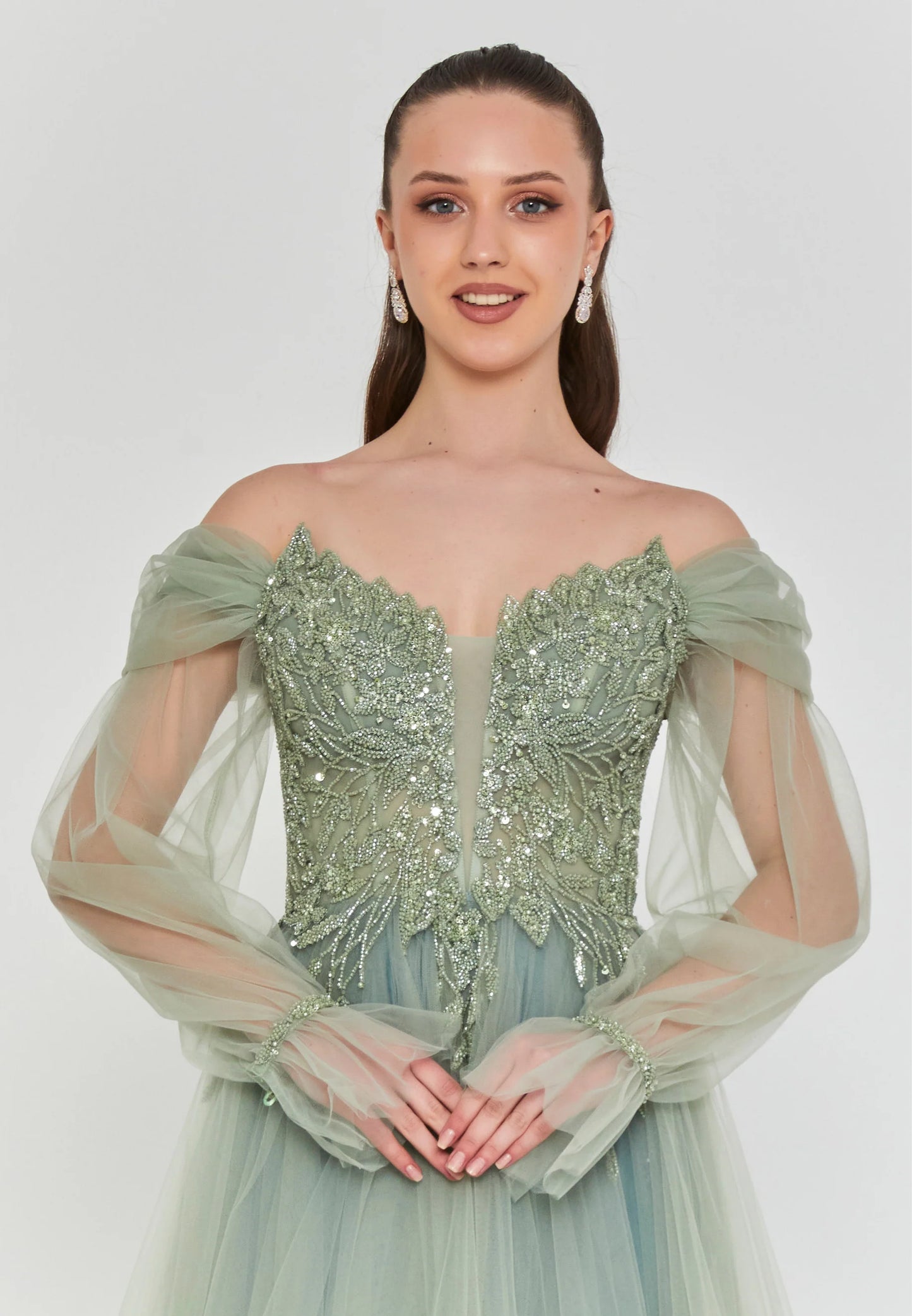 Off Shoulder Maxi Tulle Regular Engagement Dress Unit Price: $325