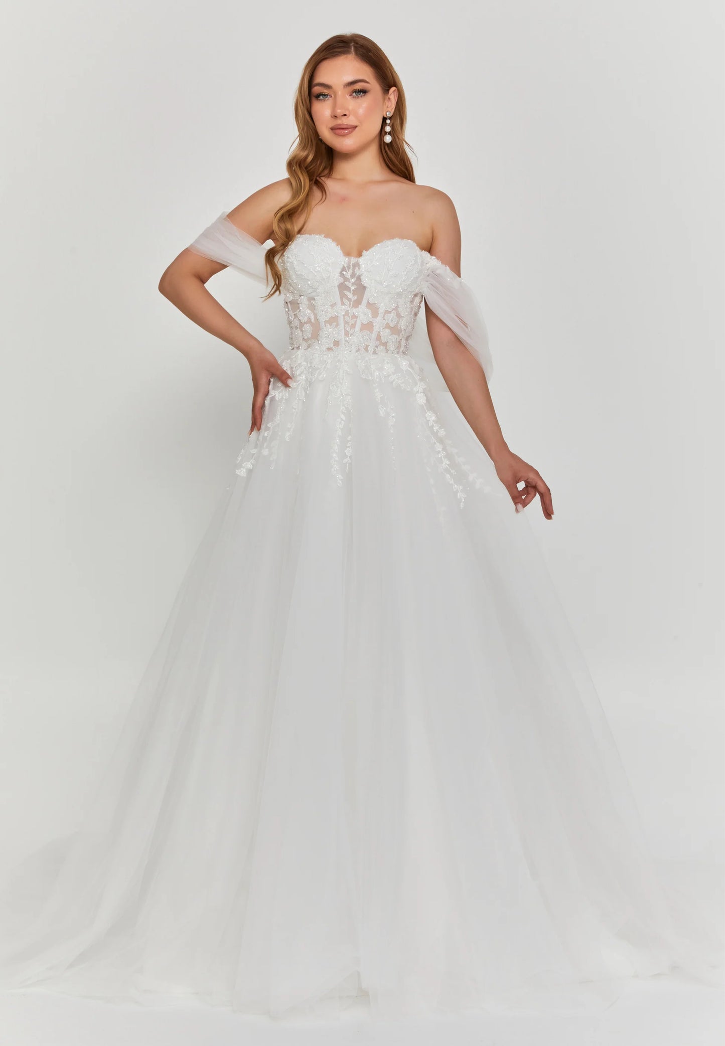 Off Shoulder Maxi Tulle Regular Wedding Dress Unit Price: $500
