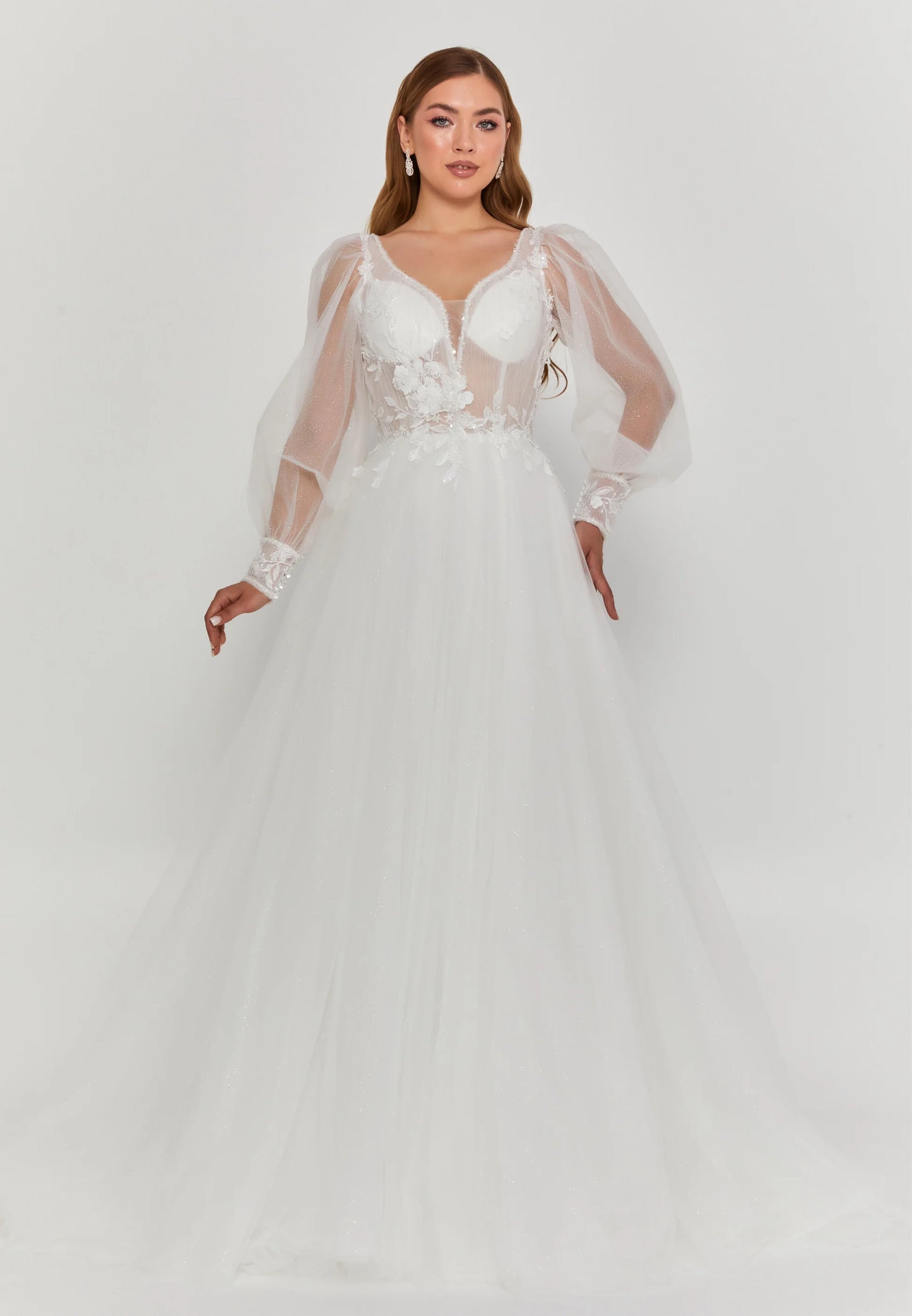 Long Sleeve Maxi Tulle Regular Wedding Dress Unit Price: $275
