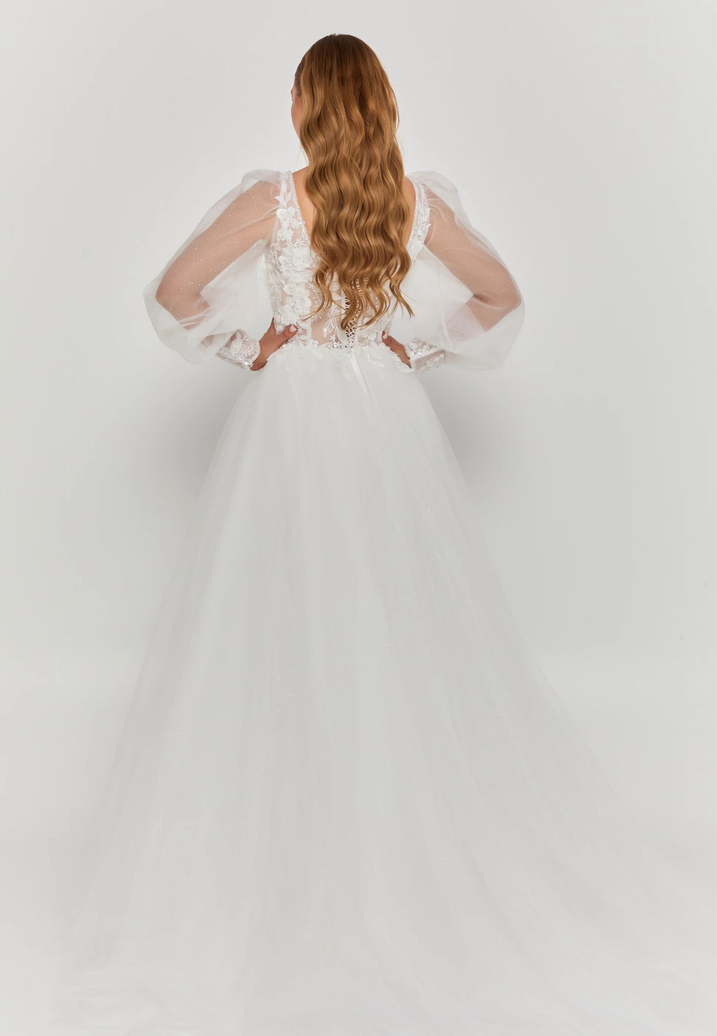 Long Sleeve Maxi Tulle Regular Wedding Dress Unit Price: $275