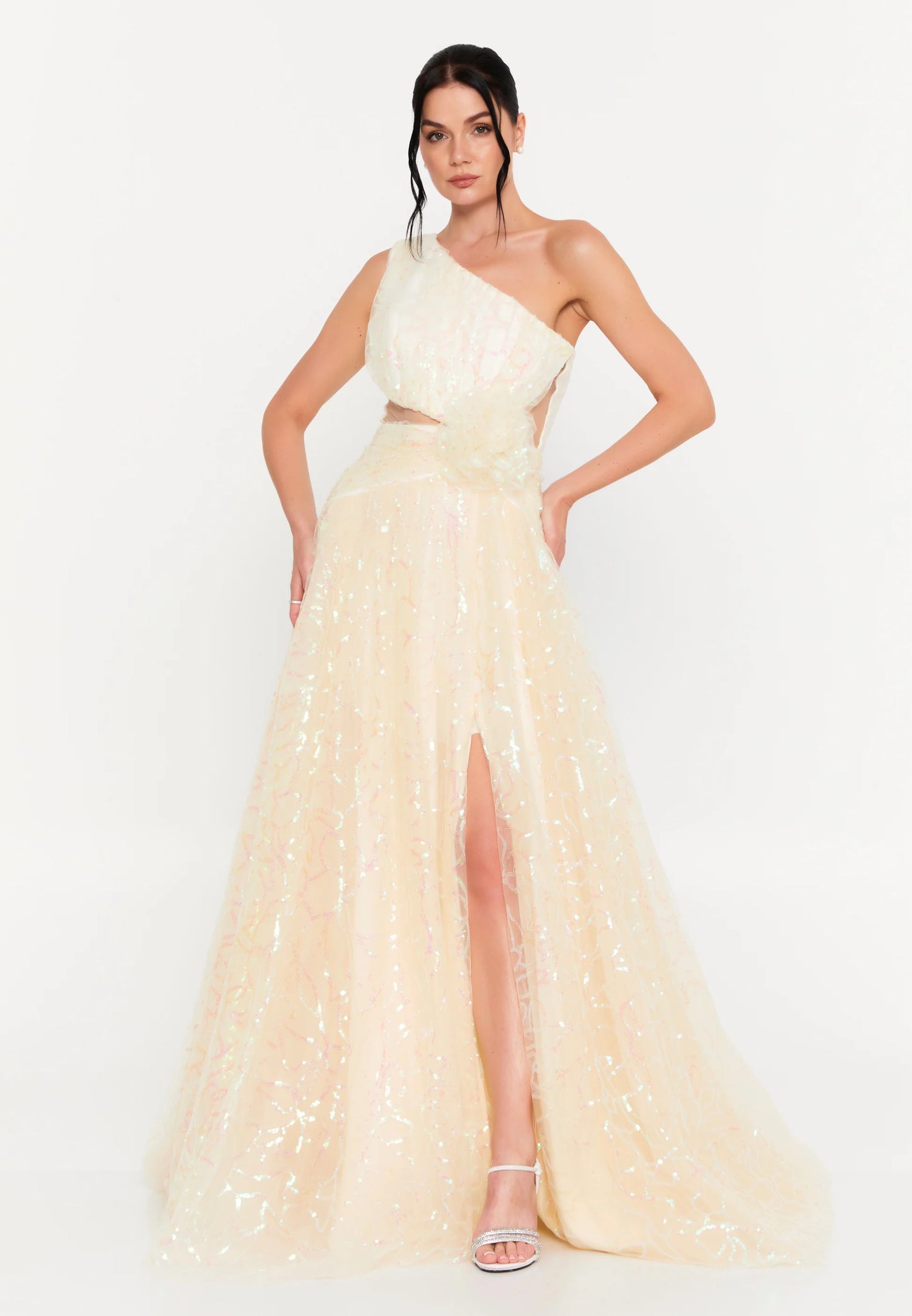 One Shoulder Maxi Tulle A - Line Regular Prom Dress Unit Price: $110