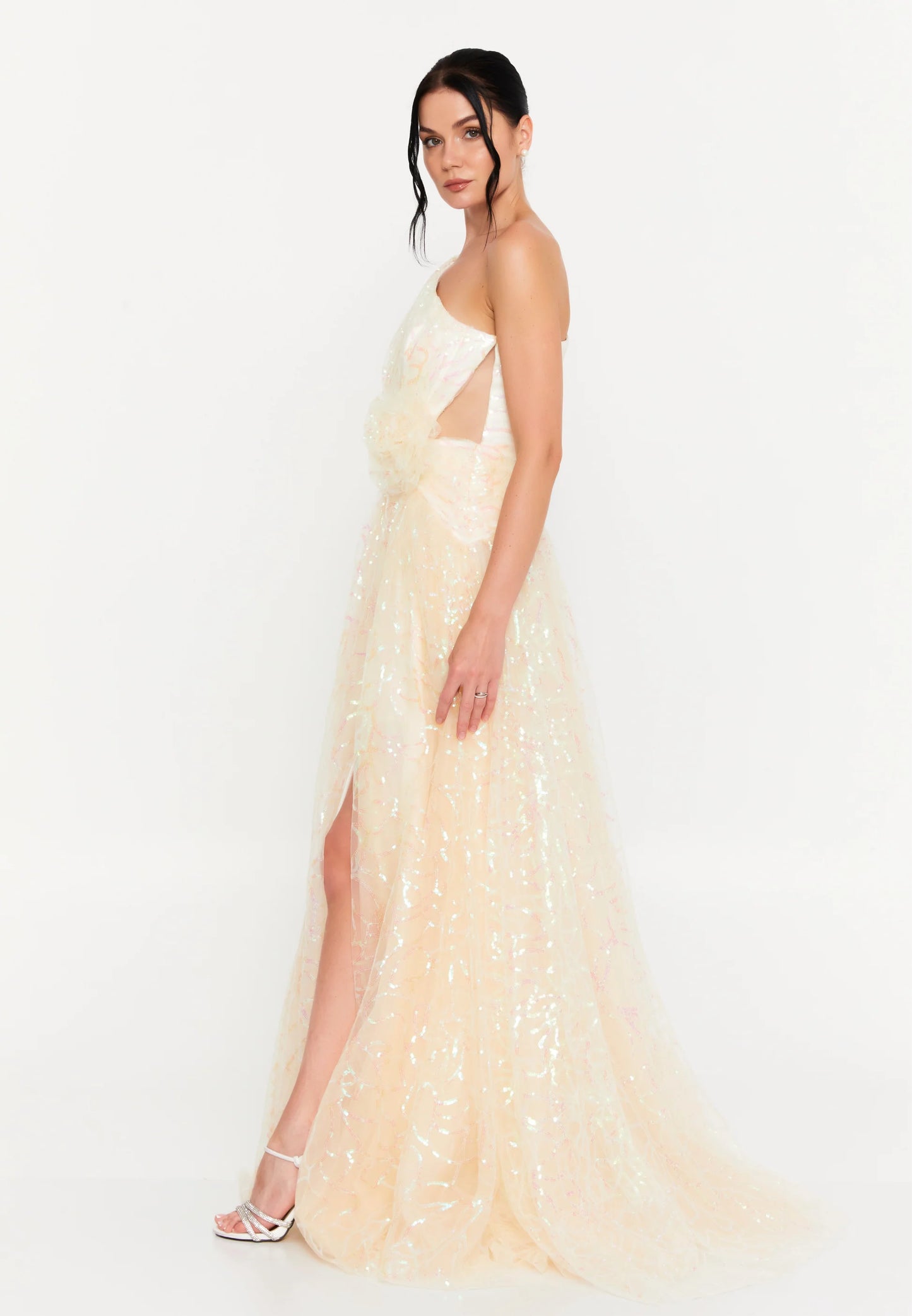 One Shoulder Maxi Tulle A - Line Regular Prom Dress Unit Price: $110