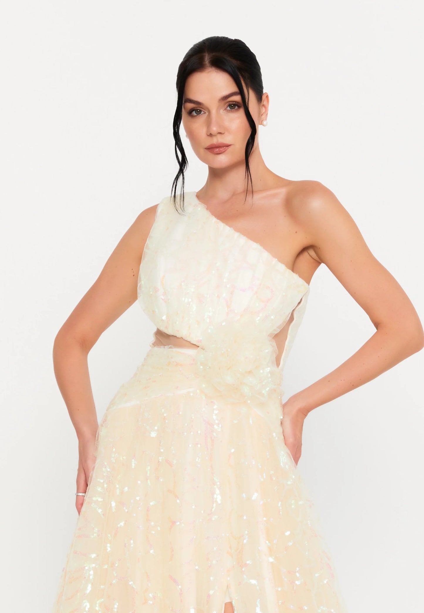 One Shoulder Maxi Tulle A - Line Regular Prom Dress Unit Price: $110