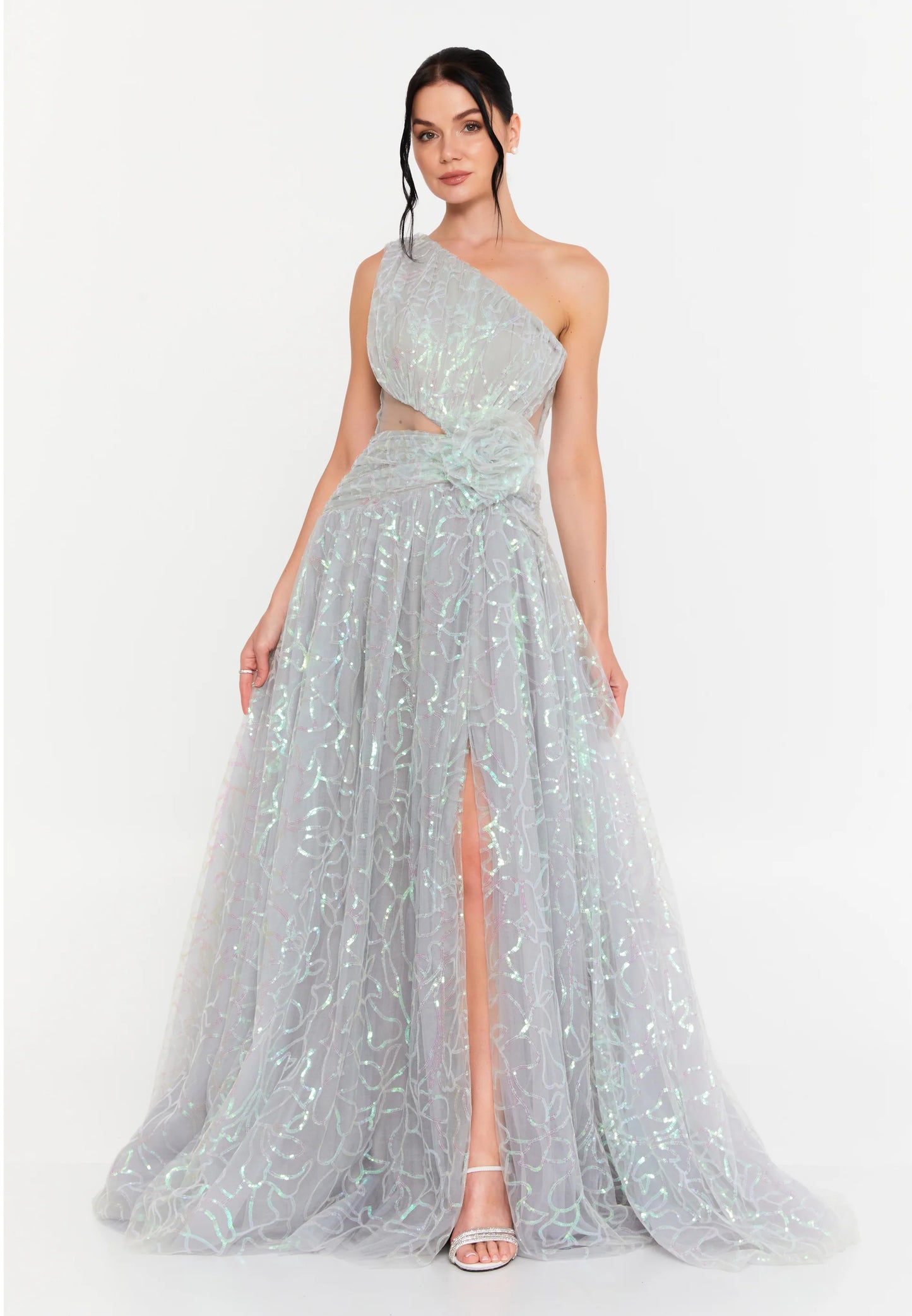 One Shoulder Maxi Tulle A - Line Regular Prom Dress Unit Price: $110