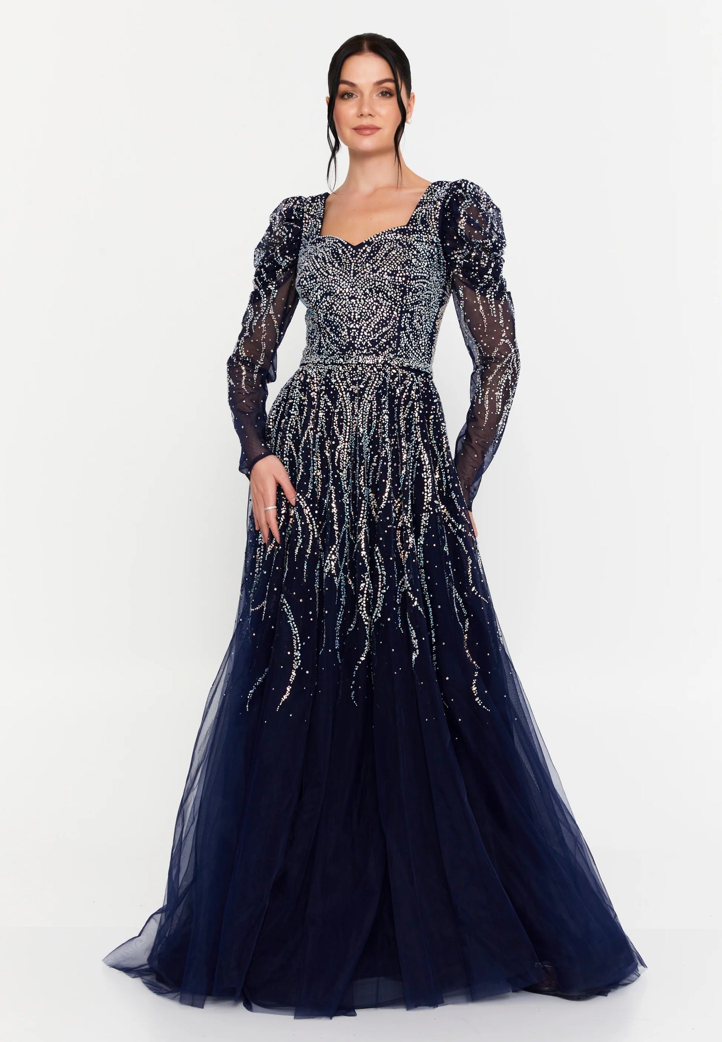 Long Sleeve Maxi Tulle A - Line Regular Prom Dress Unit Price: $106