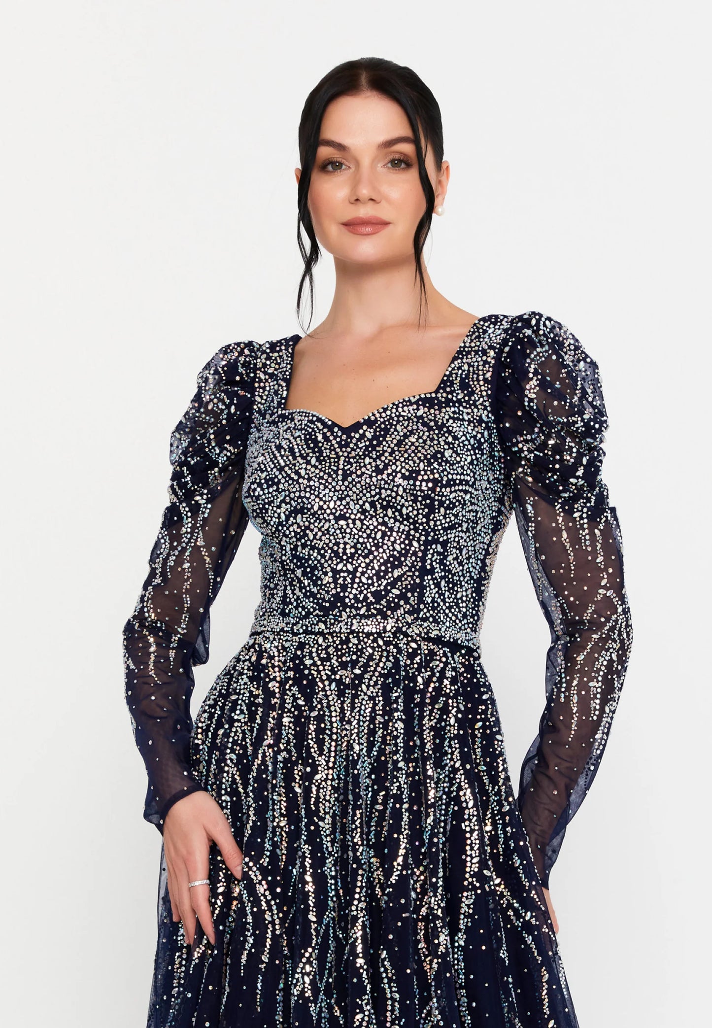 Long Sleeve Maxi Tulle A - Line Regular Prom Dress Unit Price: $106