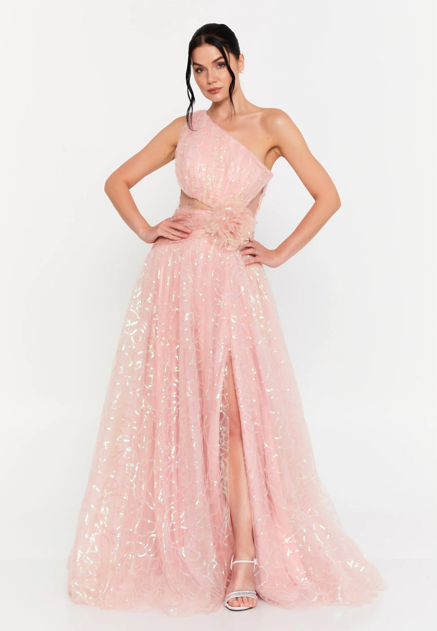 One Shoulder Maxi Tulle A - Line Regular Prom Dress Unit Price: $110