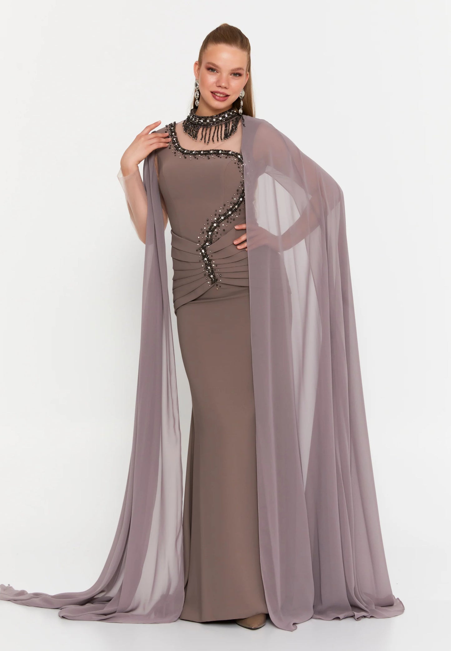 Long Sleeve Maxi Viscose Mermaid Regular Wedding Guest Dress Unit Price: $145