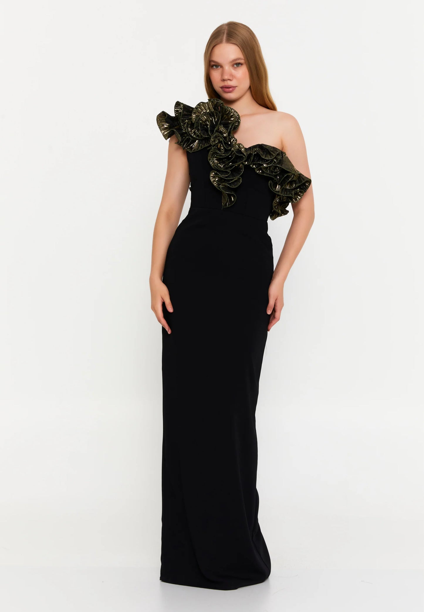 One Shoulder Maxi Viscose Column Regular Wedding Guest Dress Unit Price: $56