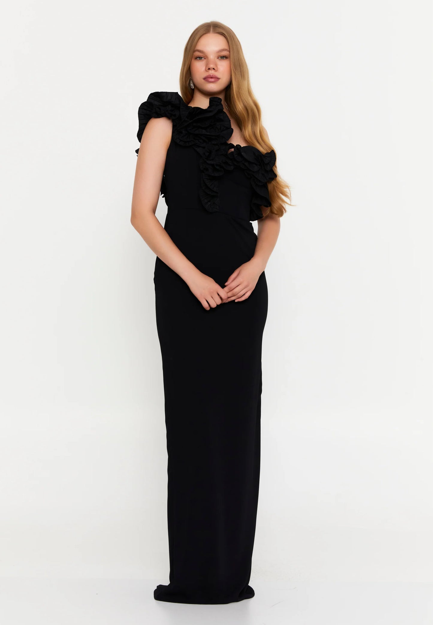 One Shoulder Maxi Viscose Column Regular Wedding Guest Dress Unit Price: $56