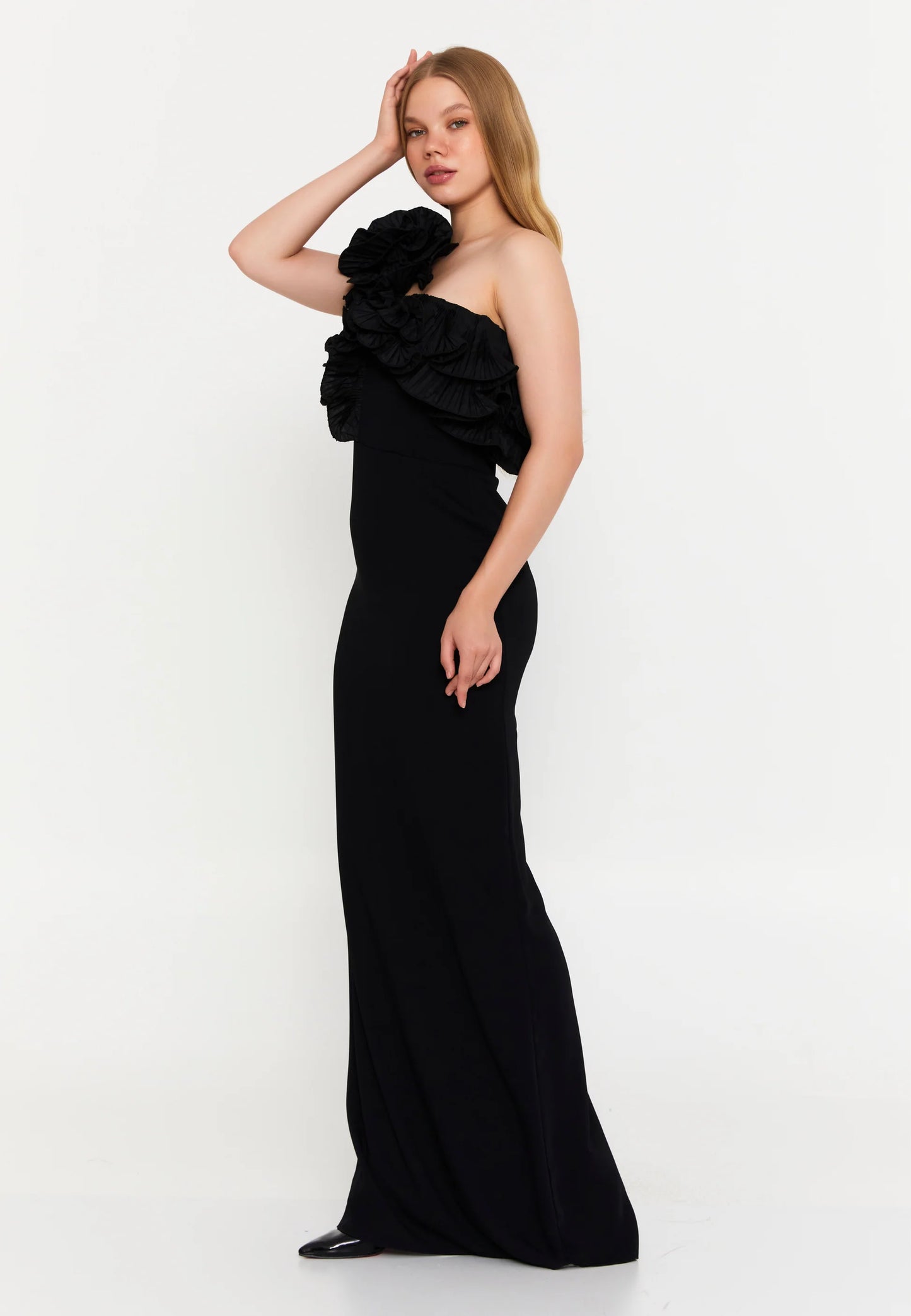 One Shoulder Maxi Viscose Column Regular Wedding Guest Dress Unit Price: $56