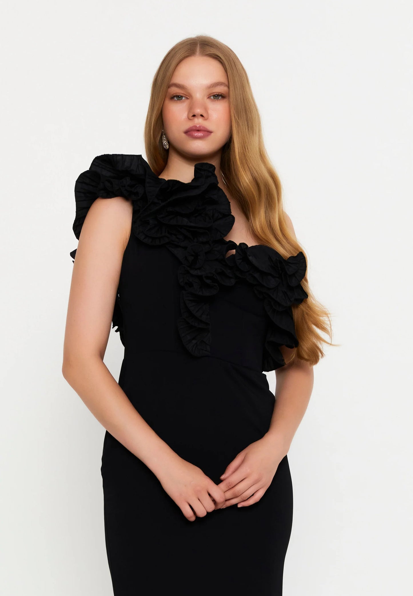 One Shoulder Maxi Viscose Column Regular Wedding Guest Dress Unit Price: $56