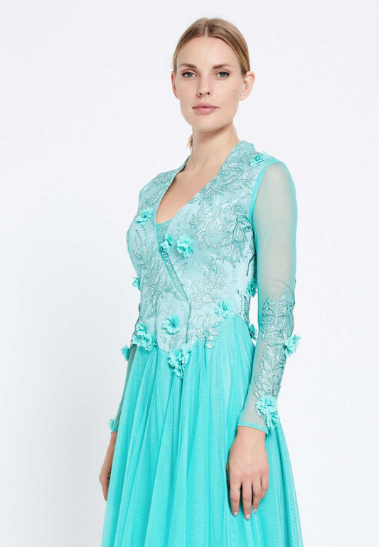 Long Sleeve Maxi Tulle A - Line Regular Prom Dress Unit Price: $31.00