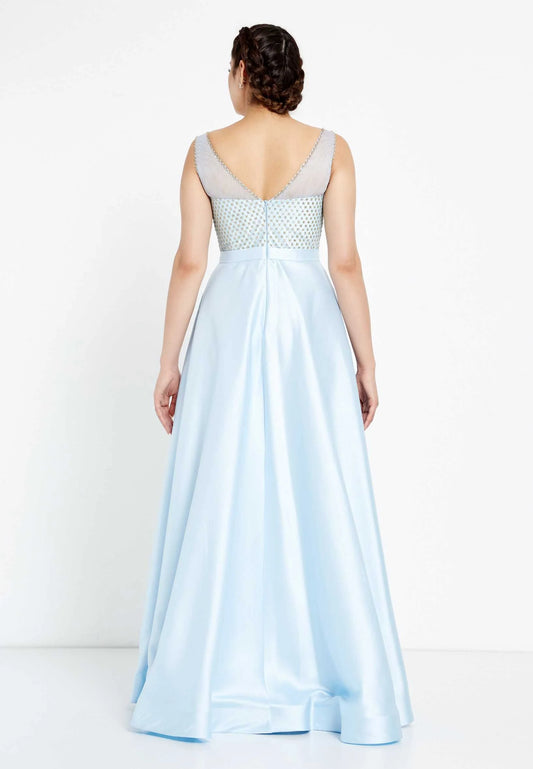 Sleeveless Maxi Satin A - Line Regular Prom Dress Unit Price: $32