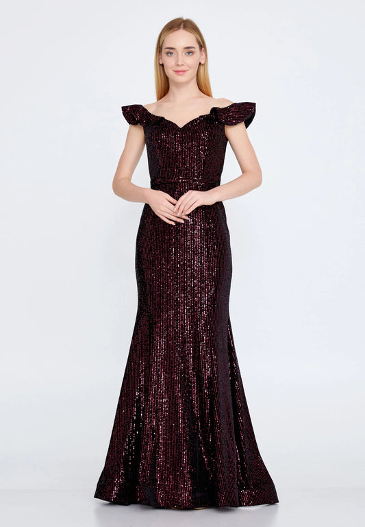 Off Shoulder Maxi Sequin Mermaid Regular Prom Dress Unit Price: $35