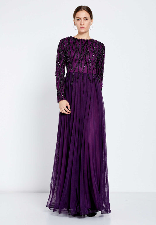 Long Sleeve Maxi Tulle A - Line Regular Evening Dress Unit Price: $42