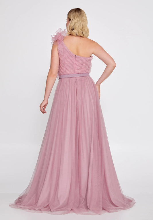 One Shoulder Maxi Tulle A - Line Regular Prom Dress Unit Price: $52