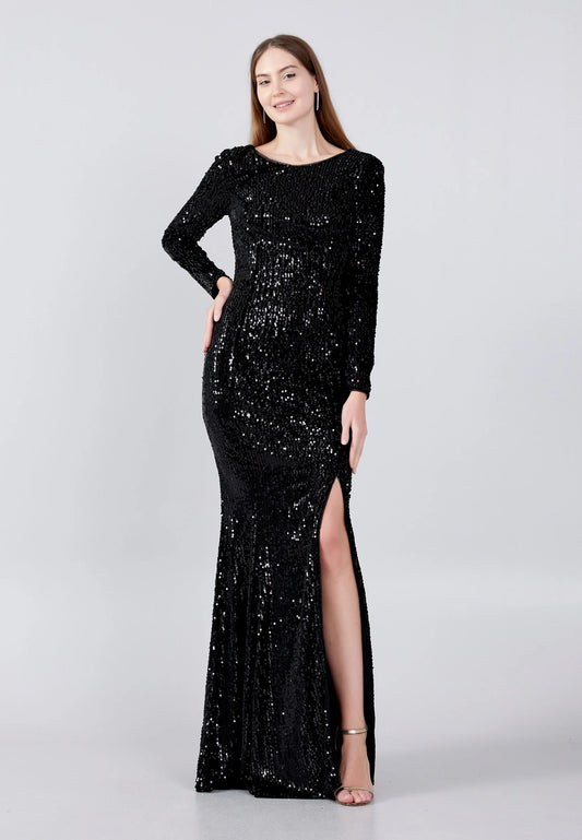 Long Sleeve Maxi Sequin Mermaid Regular Prom Dress Unit Price: $32.00
